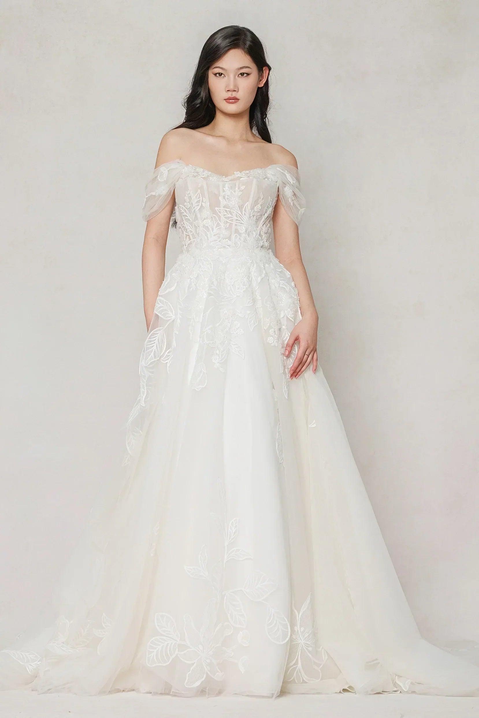 A-Line Court Train Tulle Wedding Dress CW3614