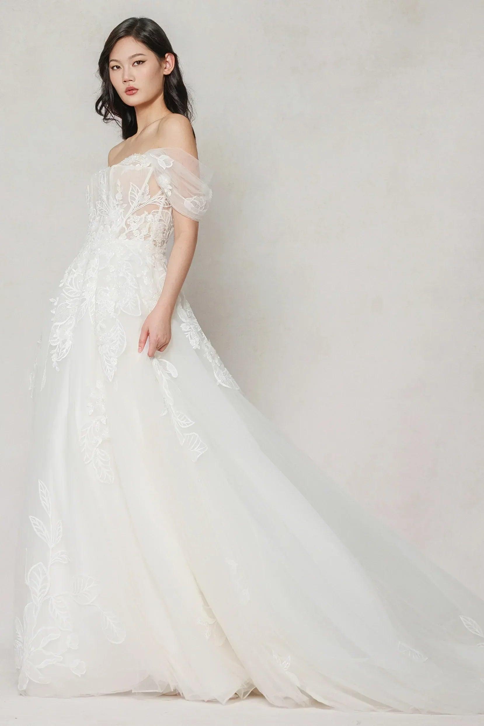 A-Line Court Train Tulle Wedding Dress CW3614