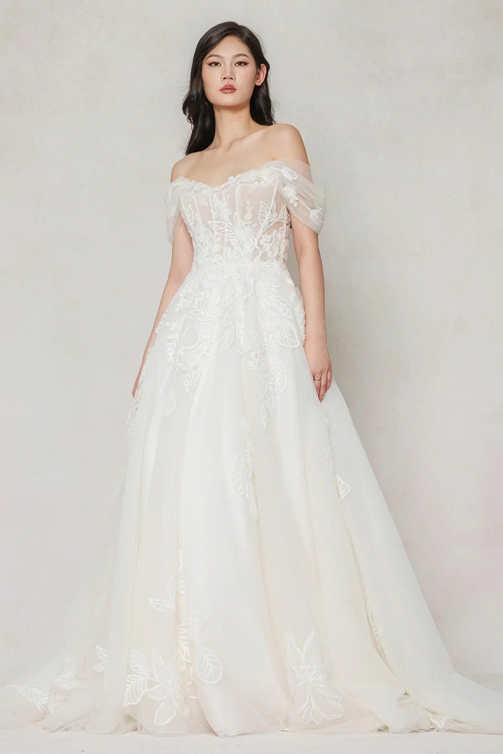 A-Line Court Train Tulle Wedding Dress CW3614