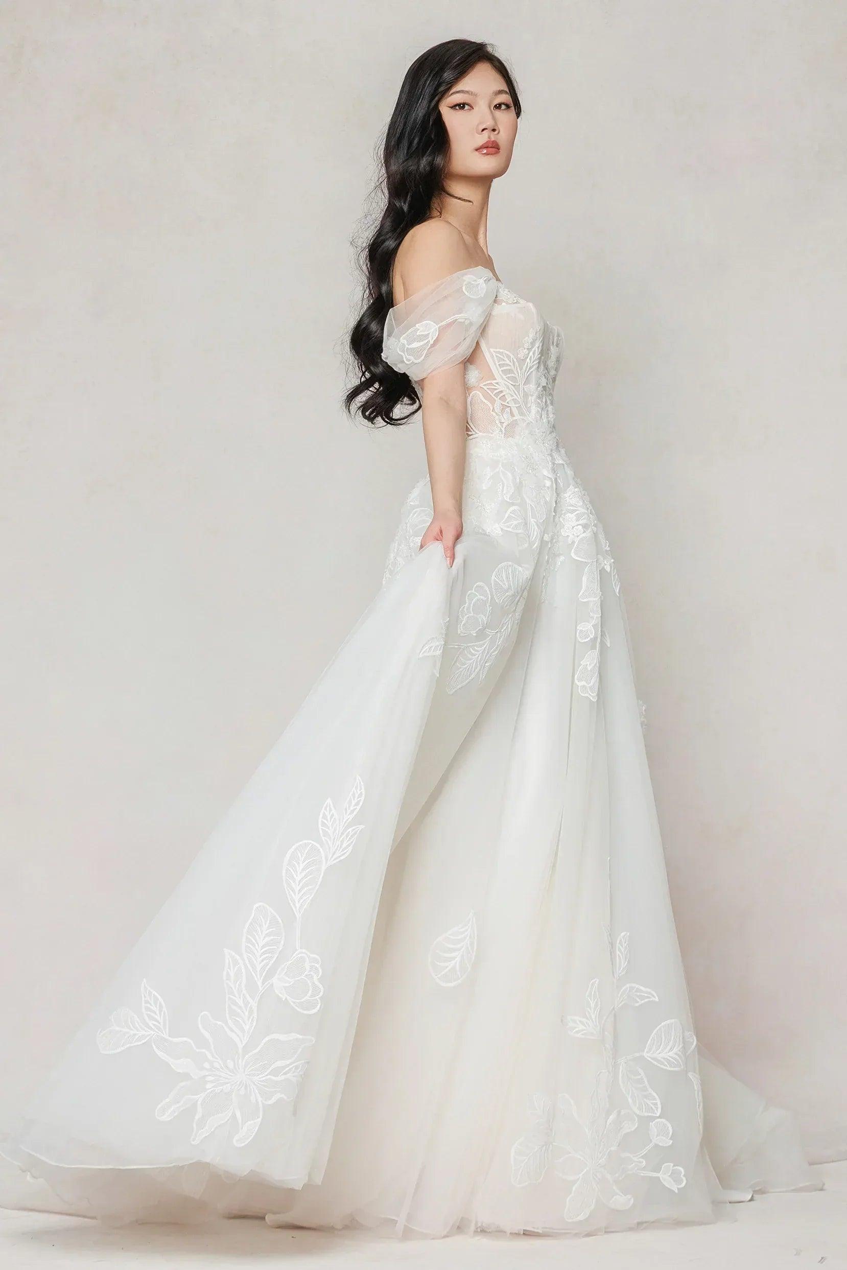 A-Line Court Train Tulle Wedding Dress CW3614