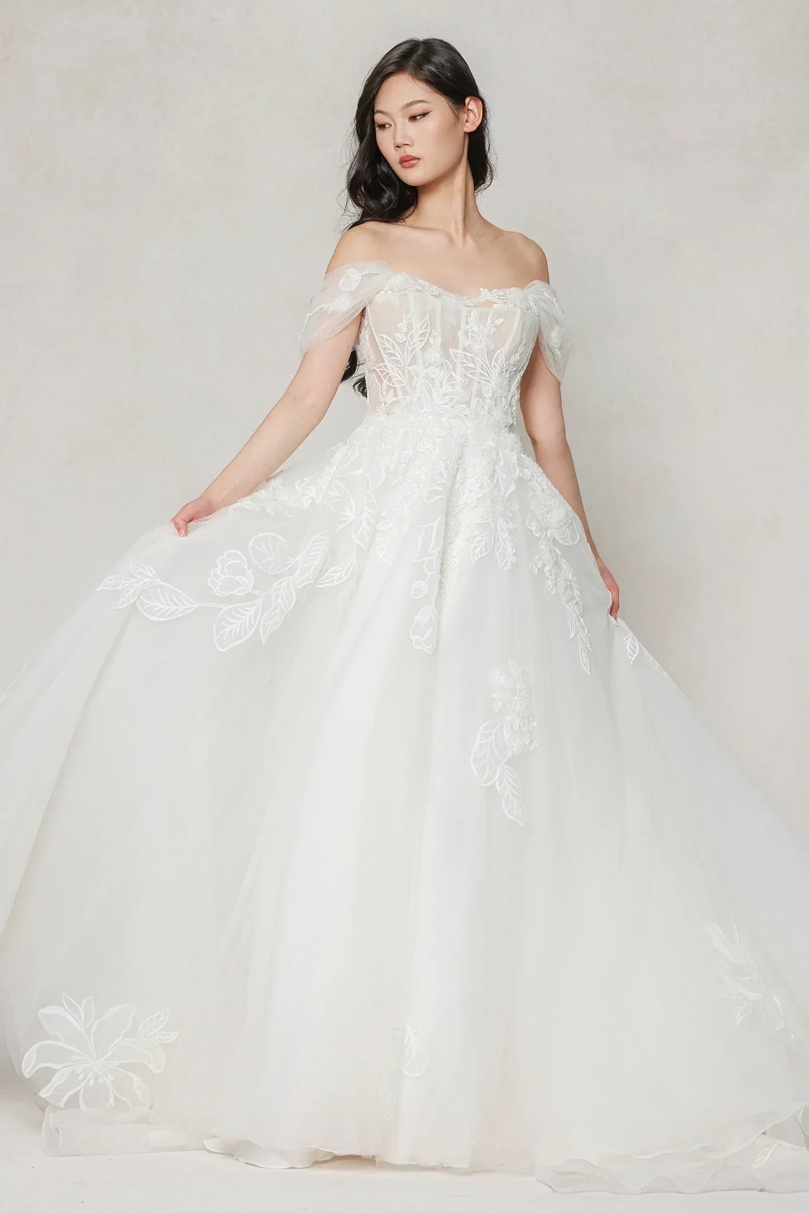 A-Line Court Train Tulle Wedding Dress CW3614