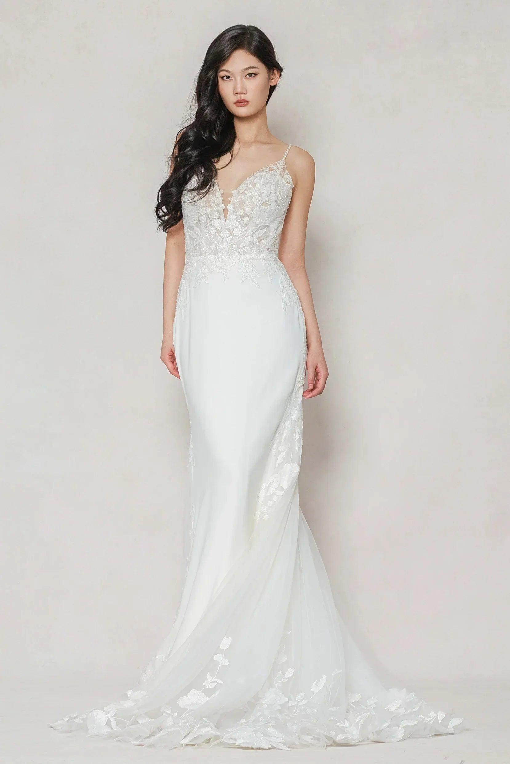 Trumpet-Mermaid Court Train Stretch Satin Wedding Dress CW3616