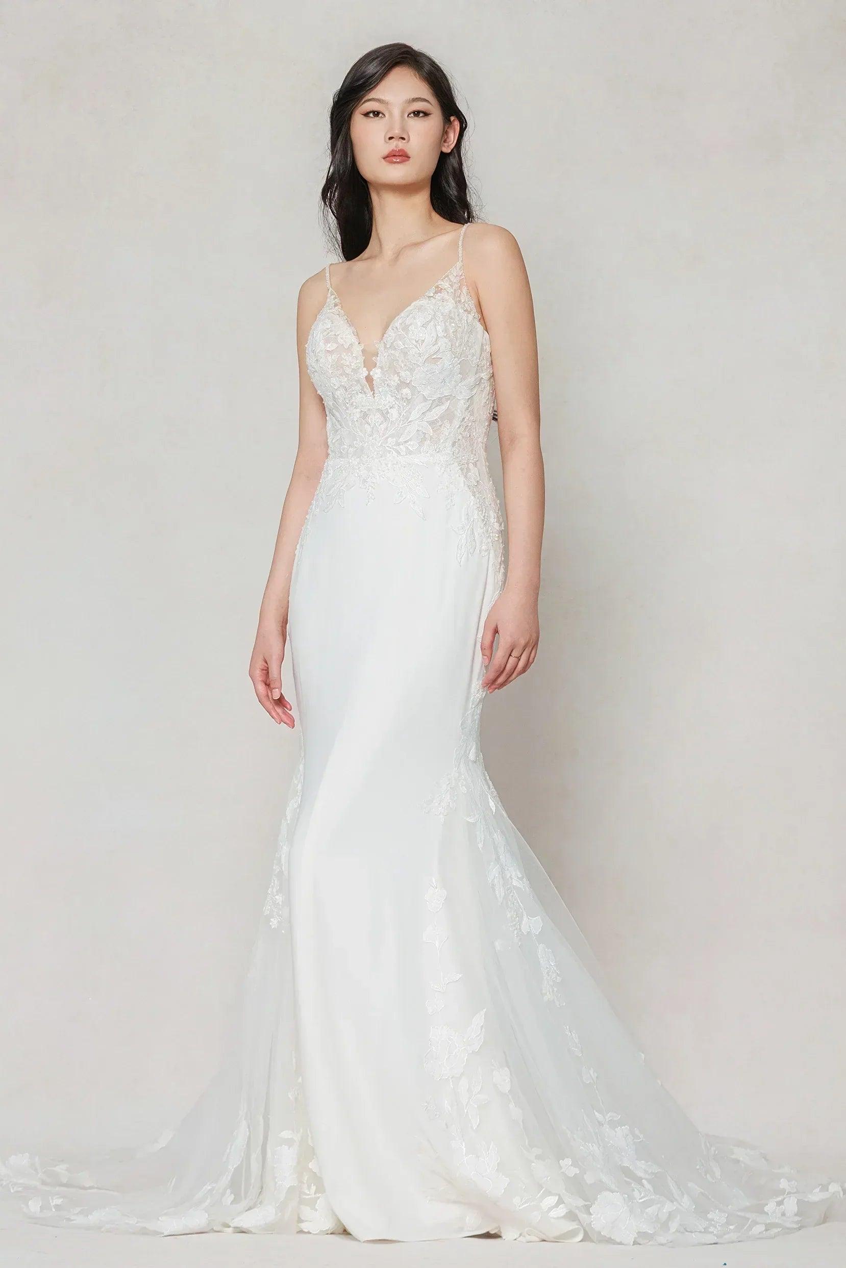 Trumpet-Mermaid Court Train Stretch Satin Wedding Dress CW3616