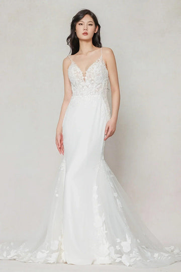 Trumpet-Mermaid Court Train Stretch Satin Wedding Dress CW3616