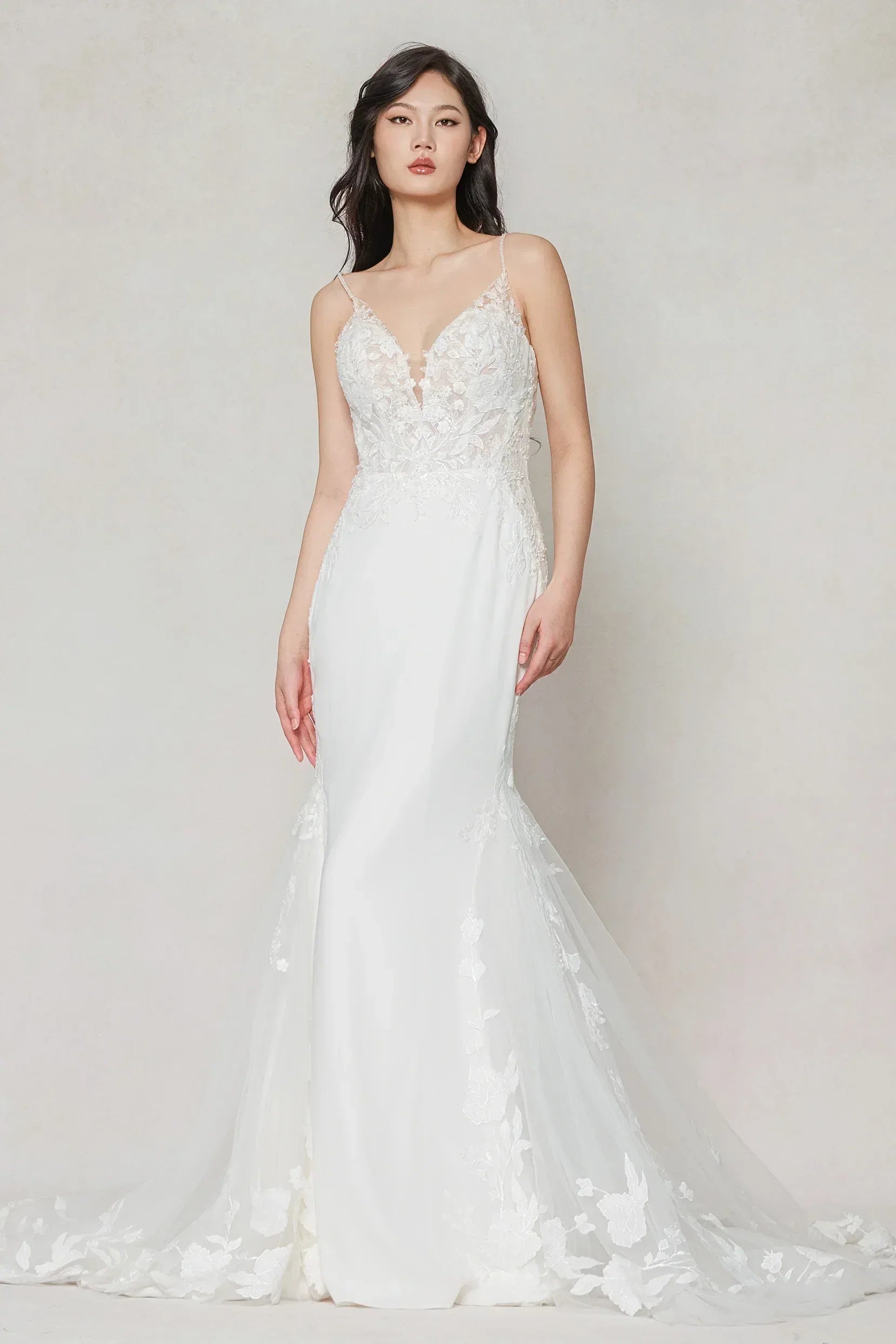 Trumpet-Mermaid Court Train Stretch Satin Wedding Dress CW3616
