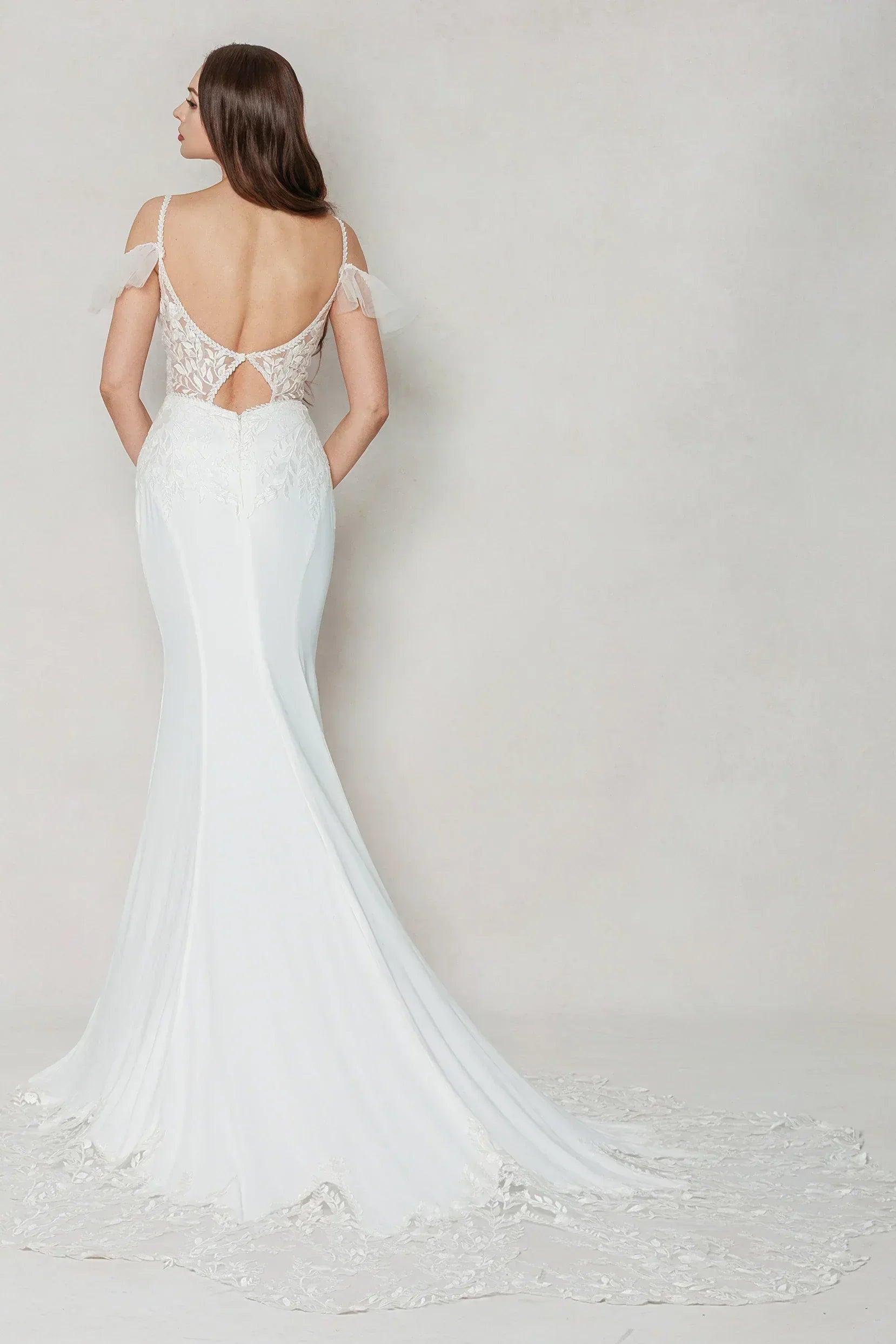 Trumpet-Mermaid Court Train Stretch Satin Wedding Dress CW3617