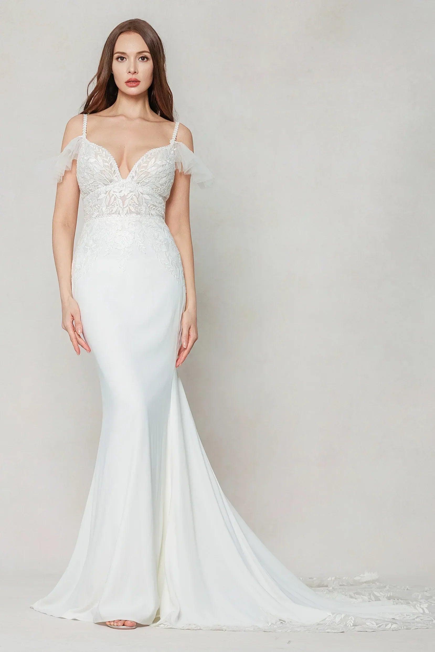 Trumpet-Mermaid Court Train Stretch Satin Wedding Dress CW3617