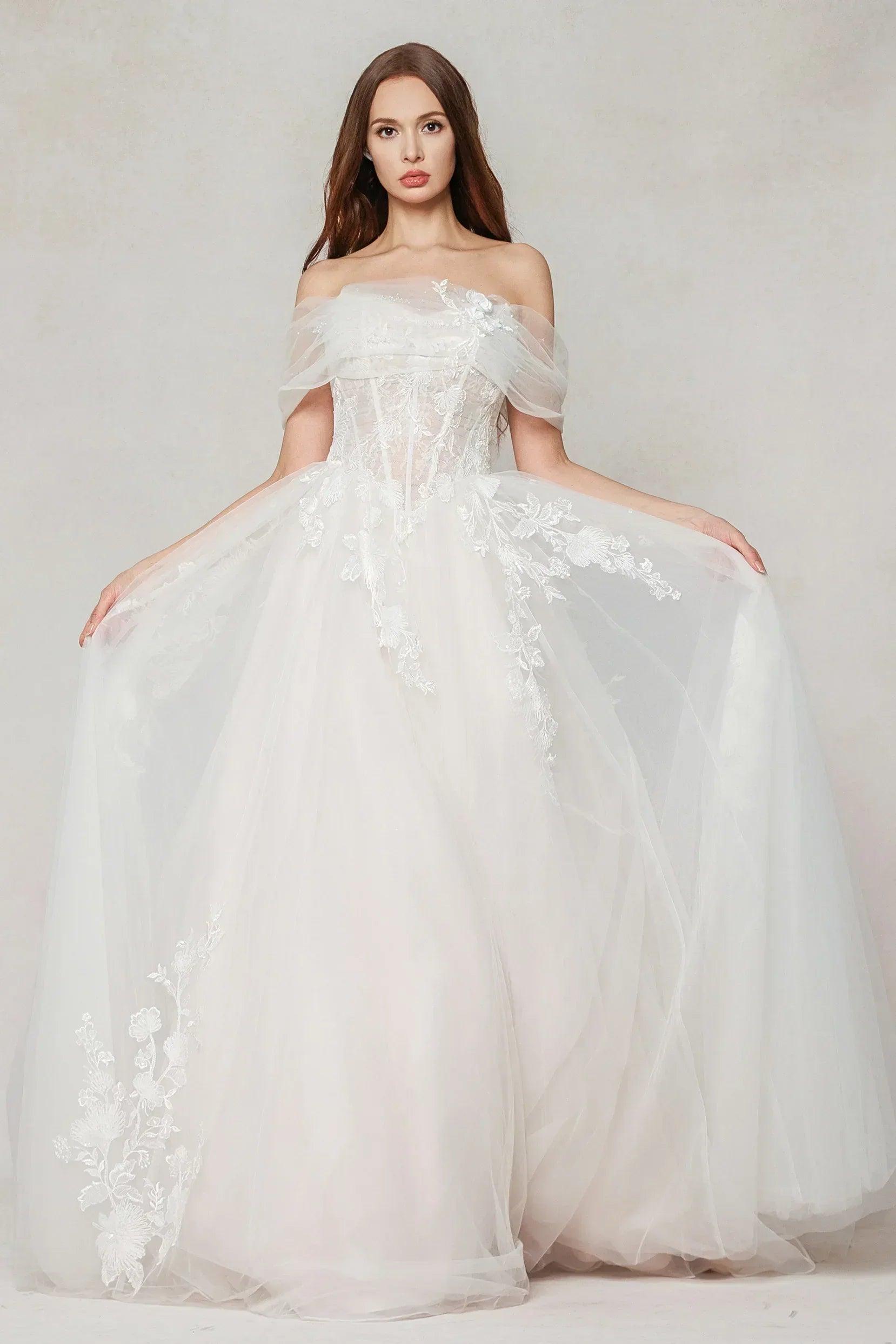 A-Line Court Train Tulle Wedding Dress CW3619