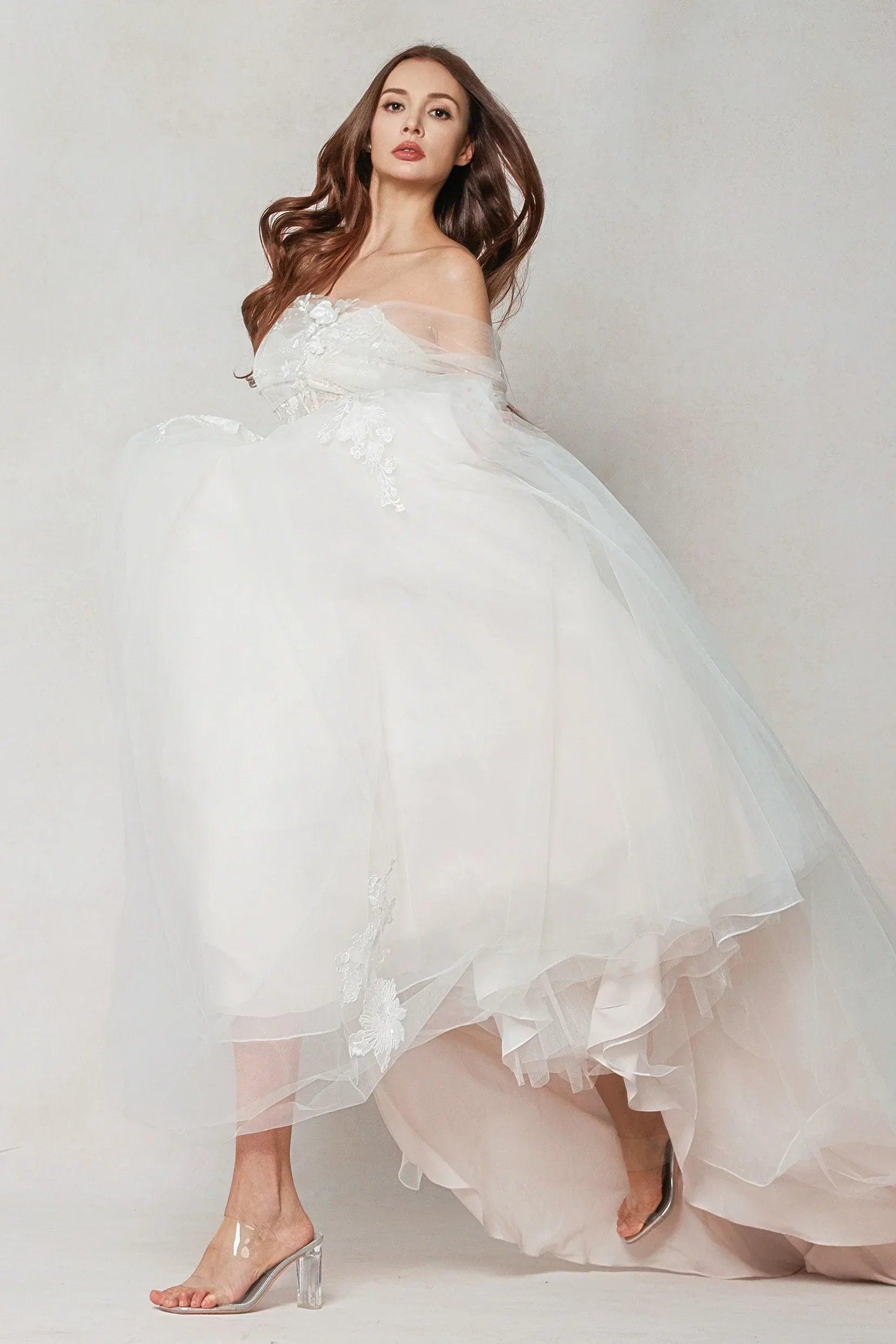 A-Line Court Train Tulle Wedding Dress CW3619