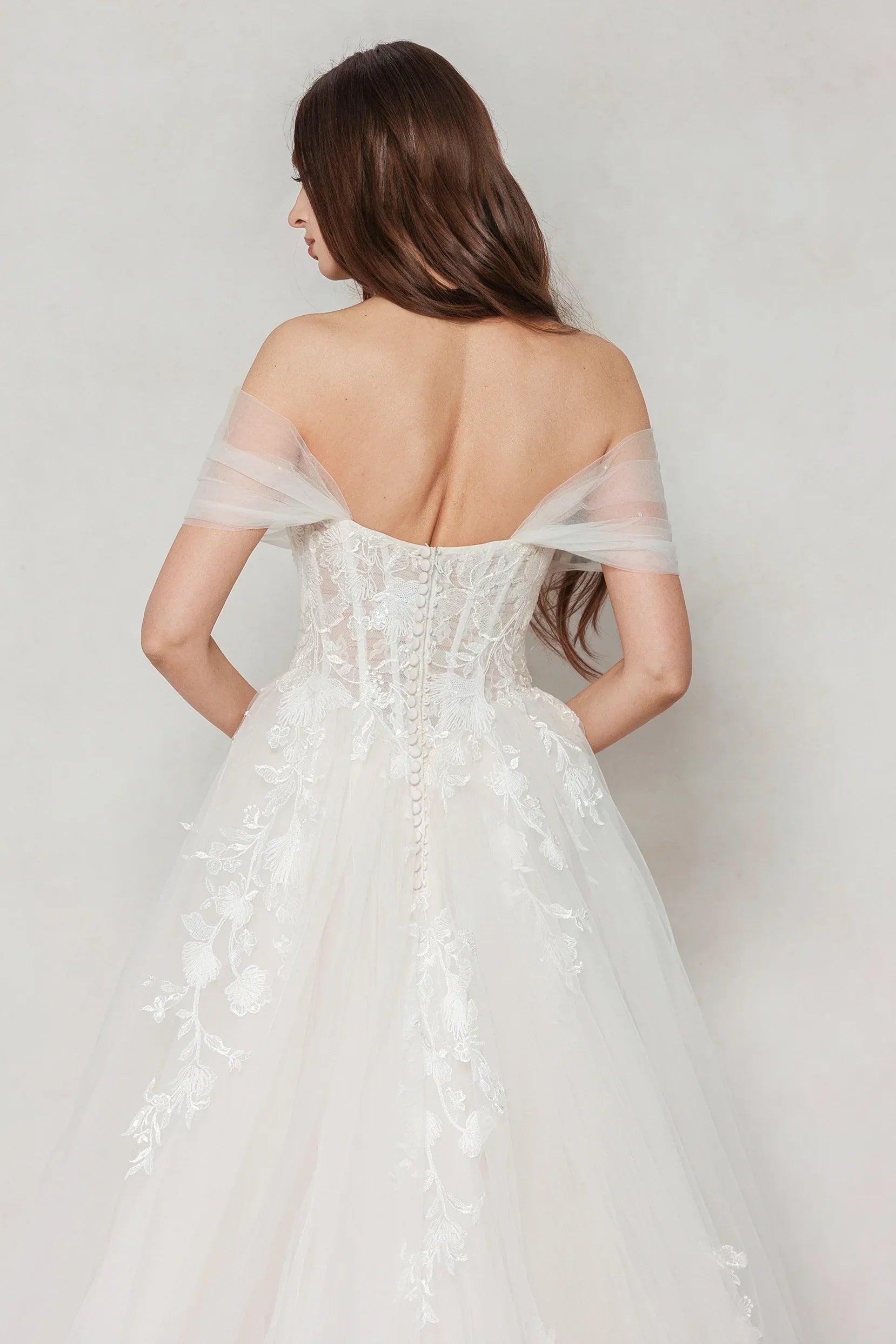 A-Line Court Train Tulle Wedding Dress CW3619