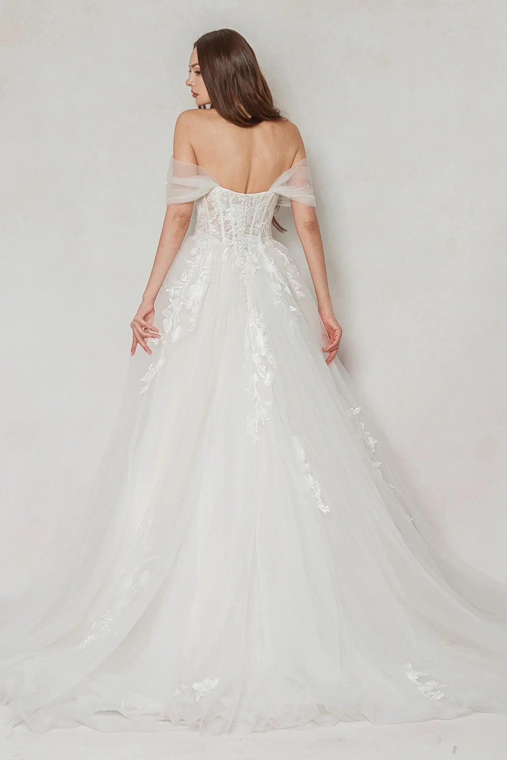 A-Line Court Train Tulle Wedding Dress CW3619