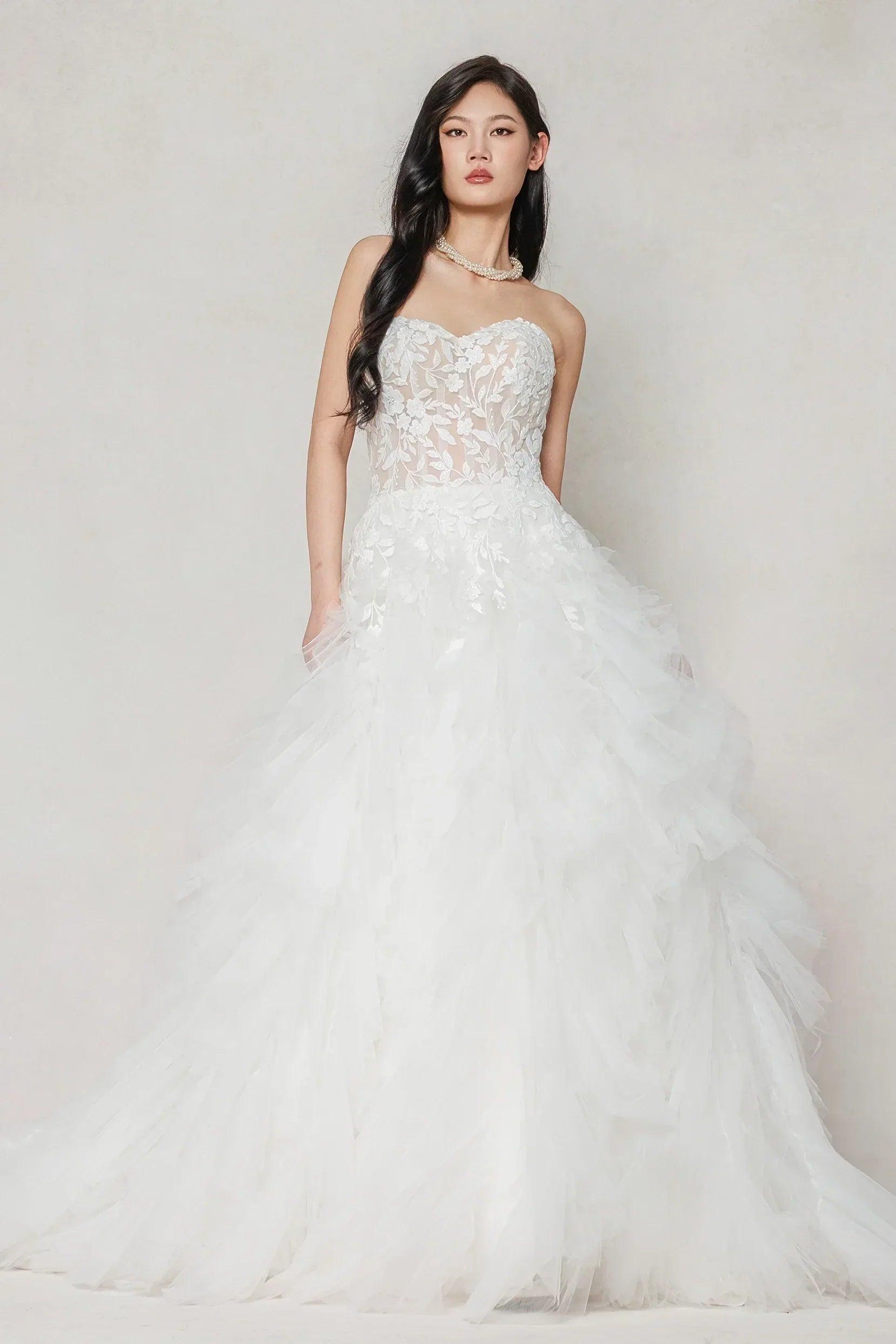 A-Line Court Train Tulle Wedding Dress CW3620