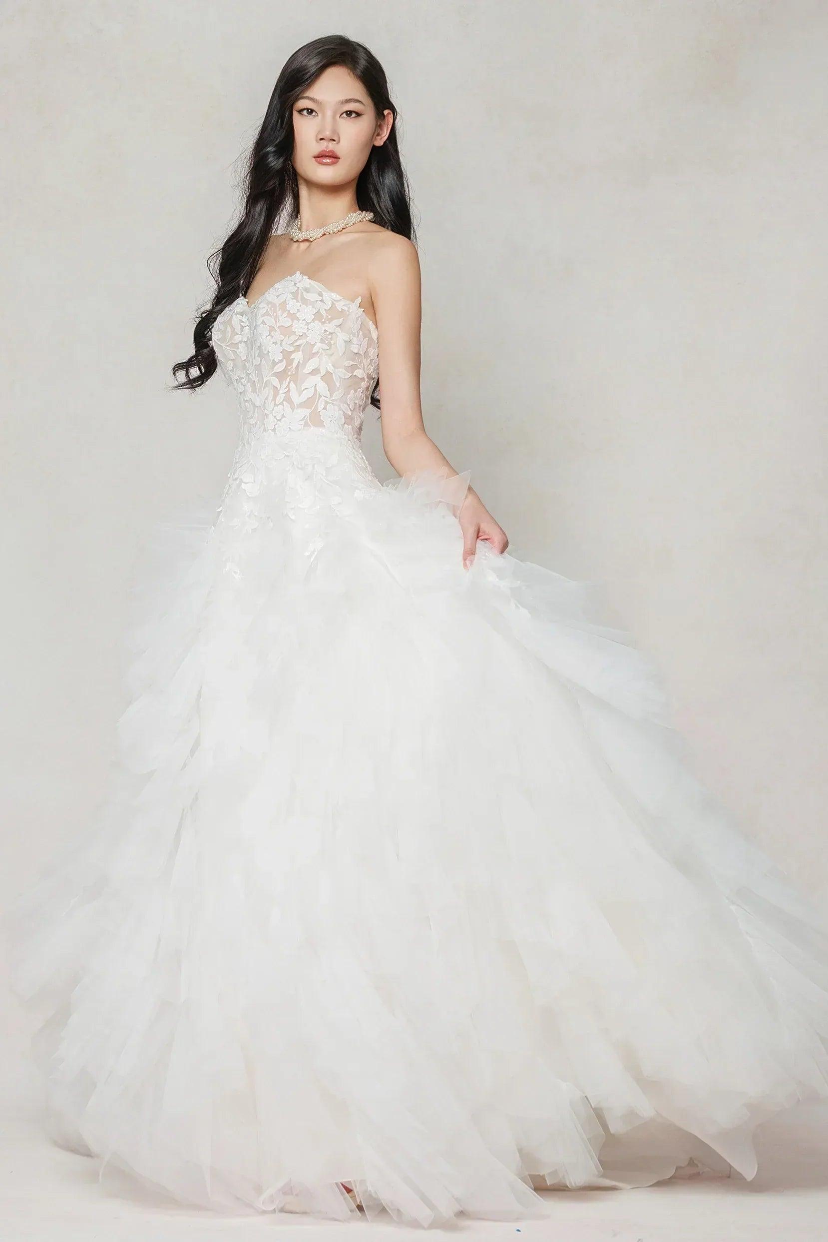 A-Line Court Train Tulle Wedding Dress CW3620
