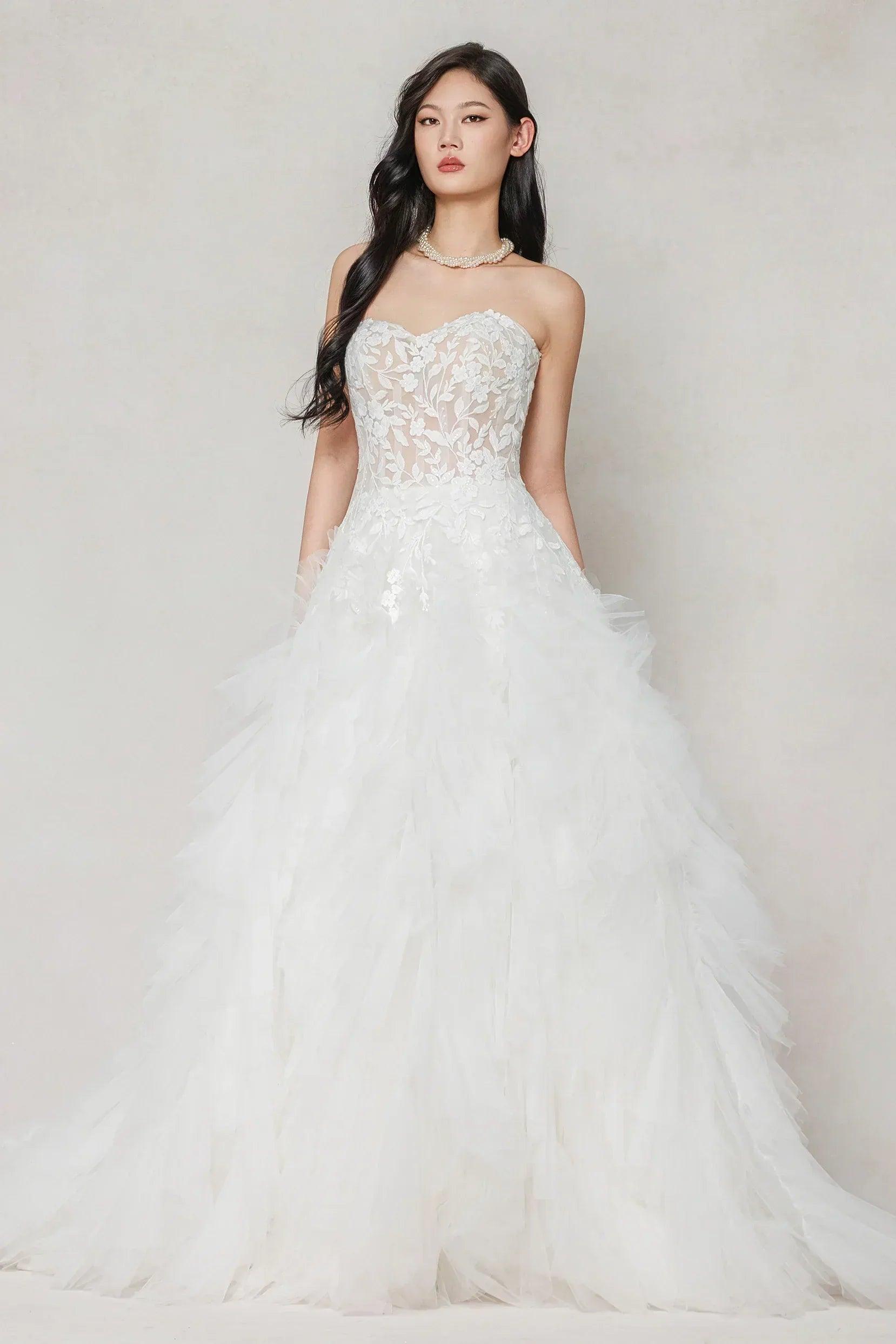 A-Line Court Train Tulle Wedding Dress CW3620