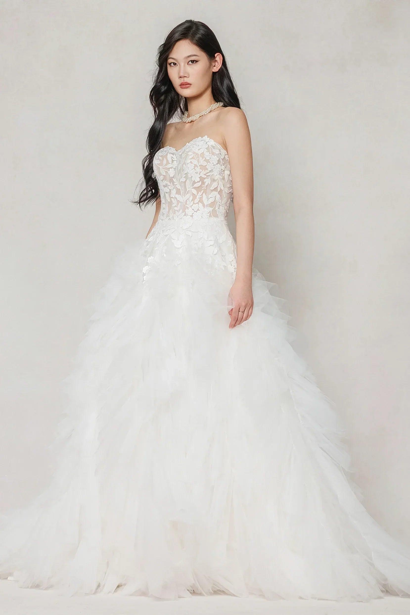 A-Line Court Train Tulle Wedding Dress CW3620