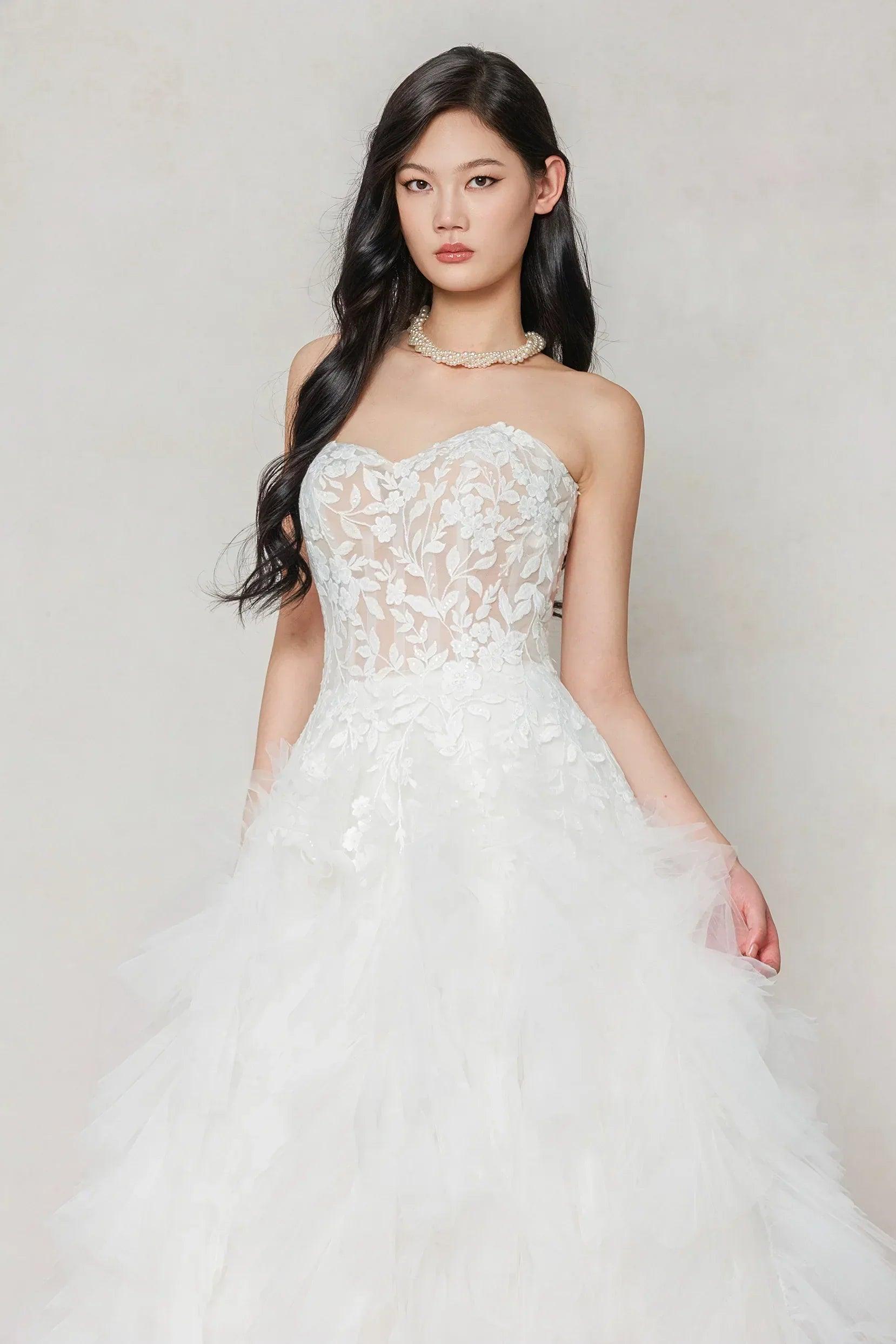 A-Line Court Train Tulle Wedding Dress CW3620