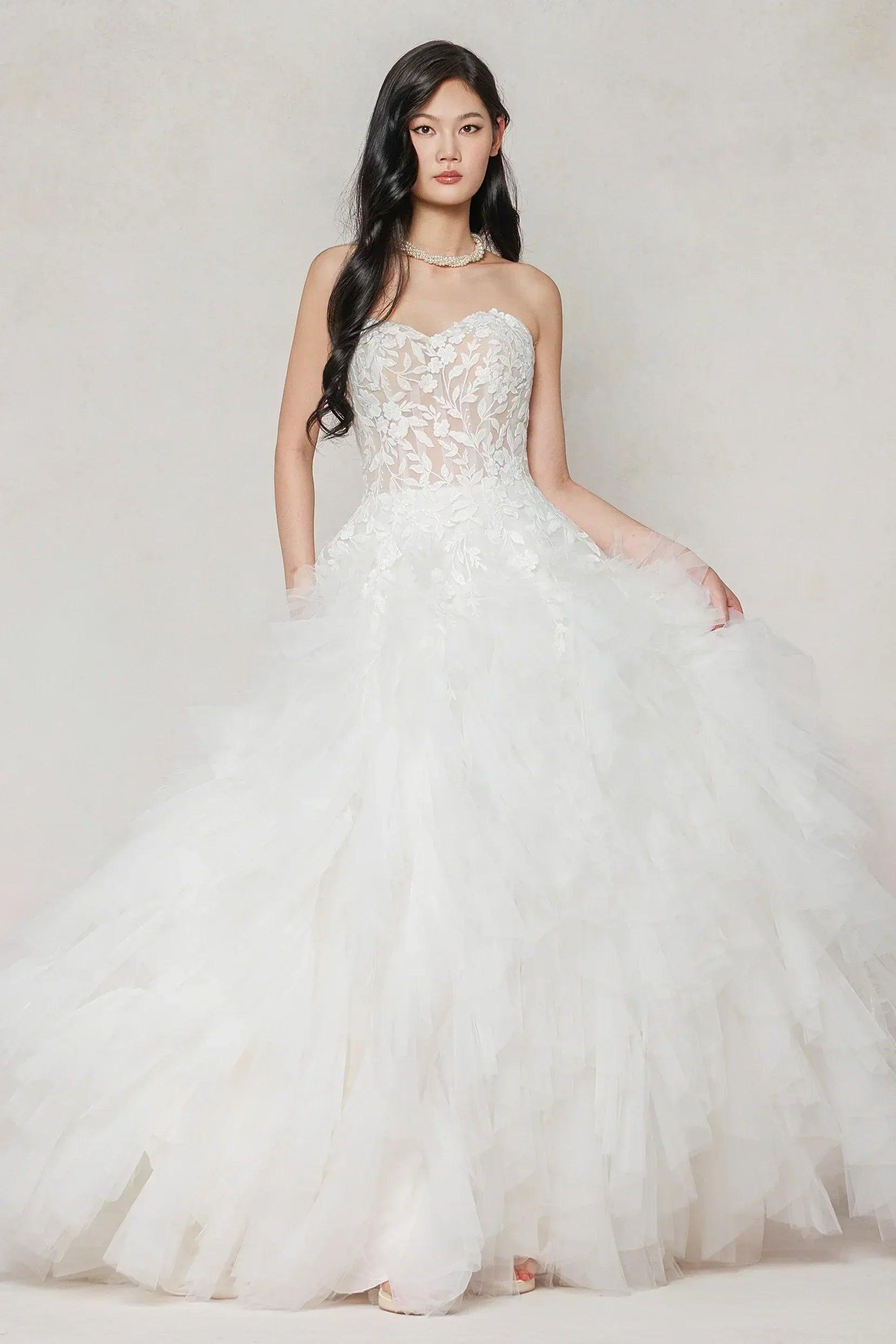 A-Line Court Train Tulle Wedding Dress CW3620