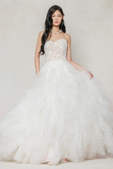 A-Line Court Train Tulle Wedding Dress CW3620