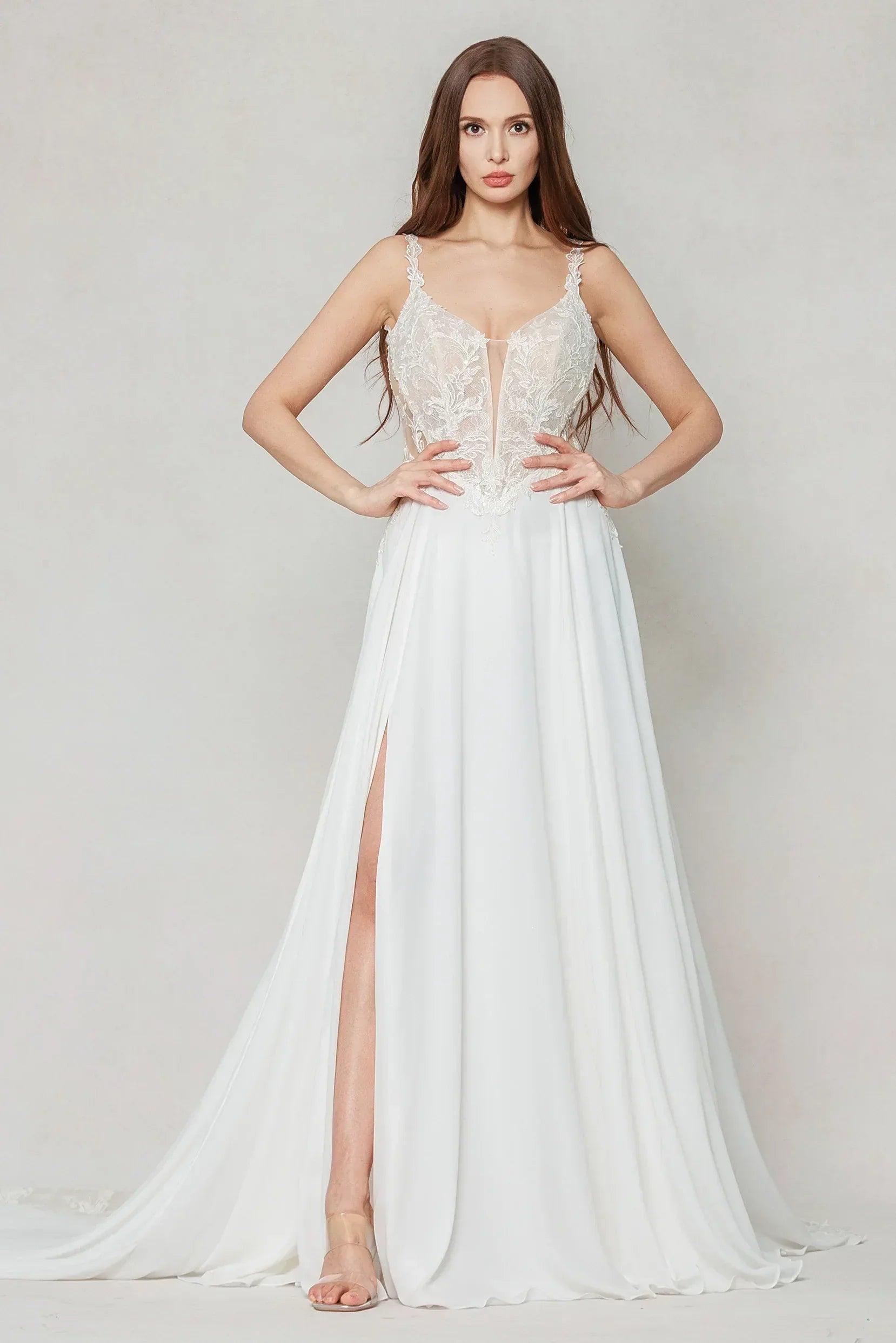 A-Line Court Train Chiffon Wedding Dress CW3625