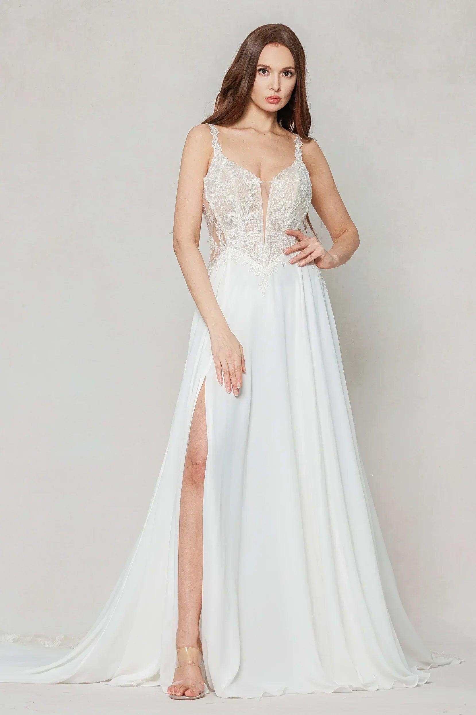 A-Line Court Train Chiffon Wedding Dress CW3625