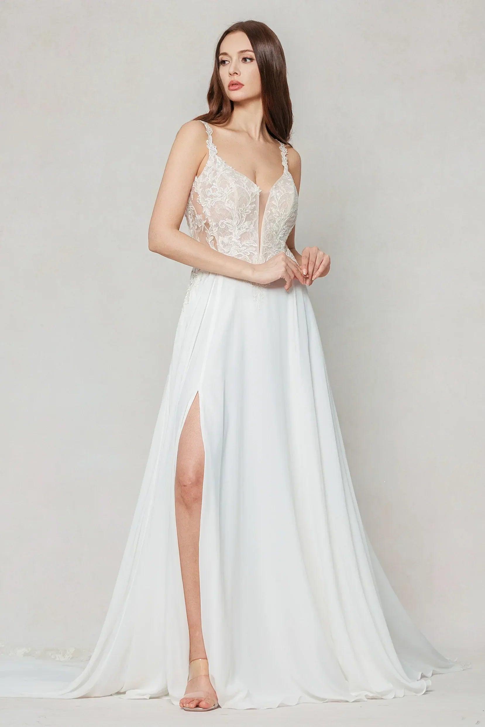 A-Line Court Train Chiffon Wedding Dress CW3625