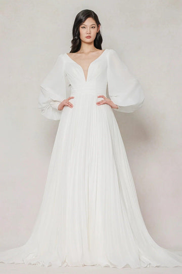 A-Line Court Train Chiffon Wedding Dress CW3626