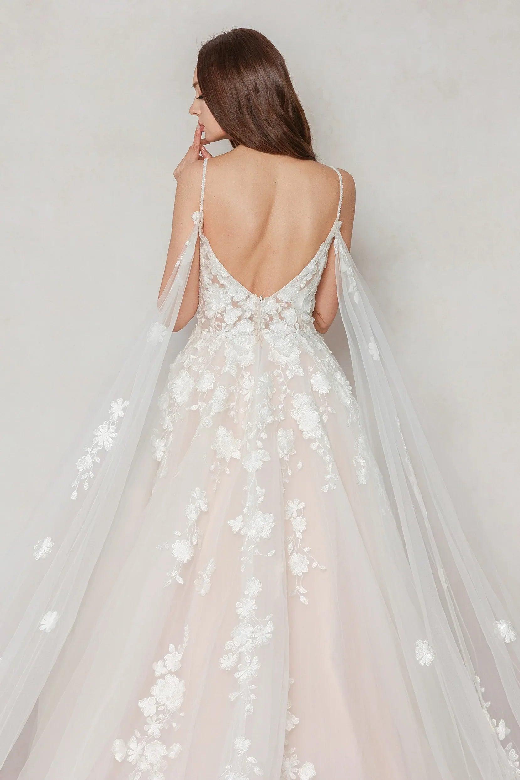 A-Line Sweep-Brush Train Tulle Wedding Dress CW3629
