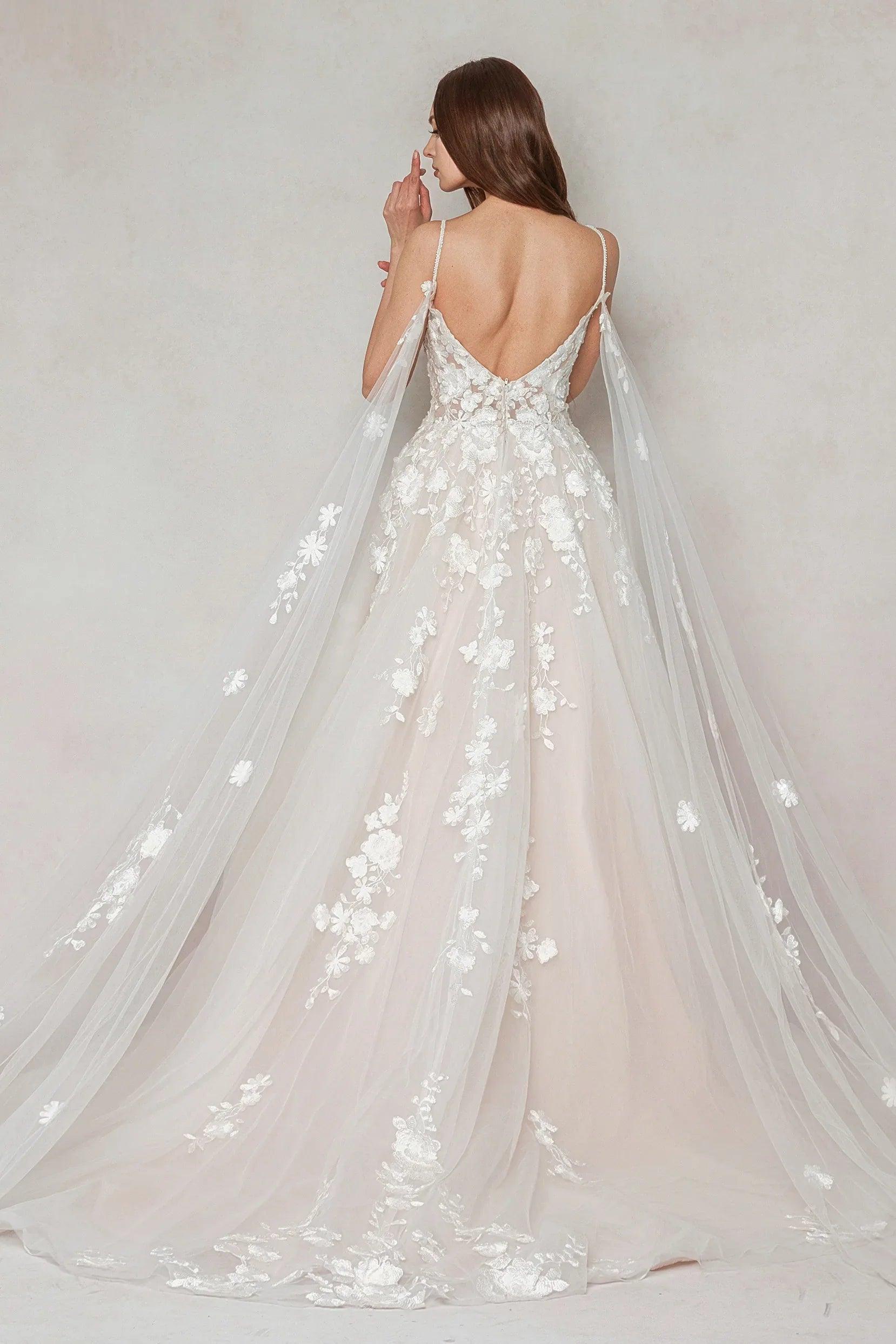 A-Line Sweep-Brush Train Tulle Wedding Dress CW3629