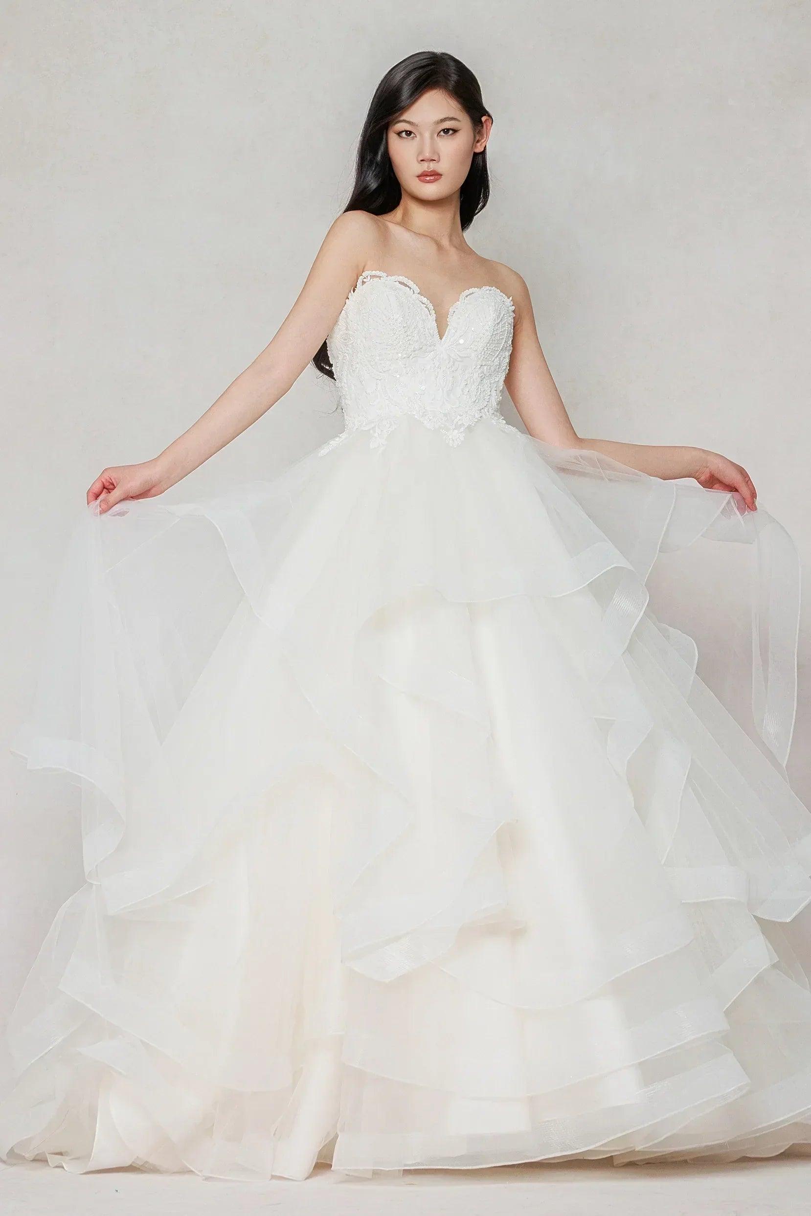 Ball Gown Sweep-Brush Train Tulle Wedding Dress CW3632