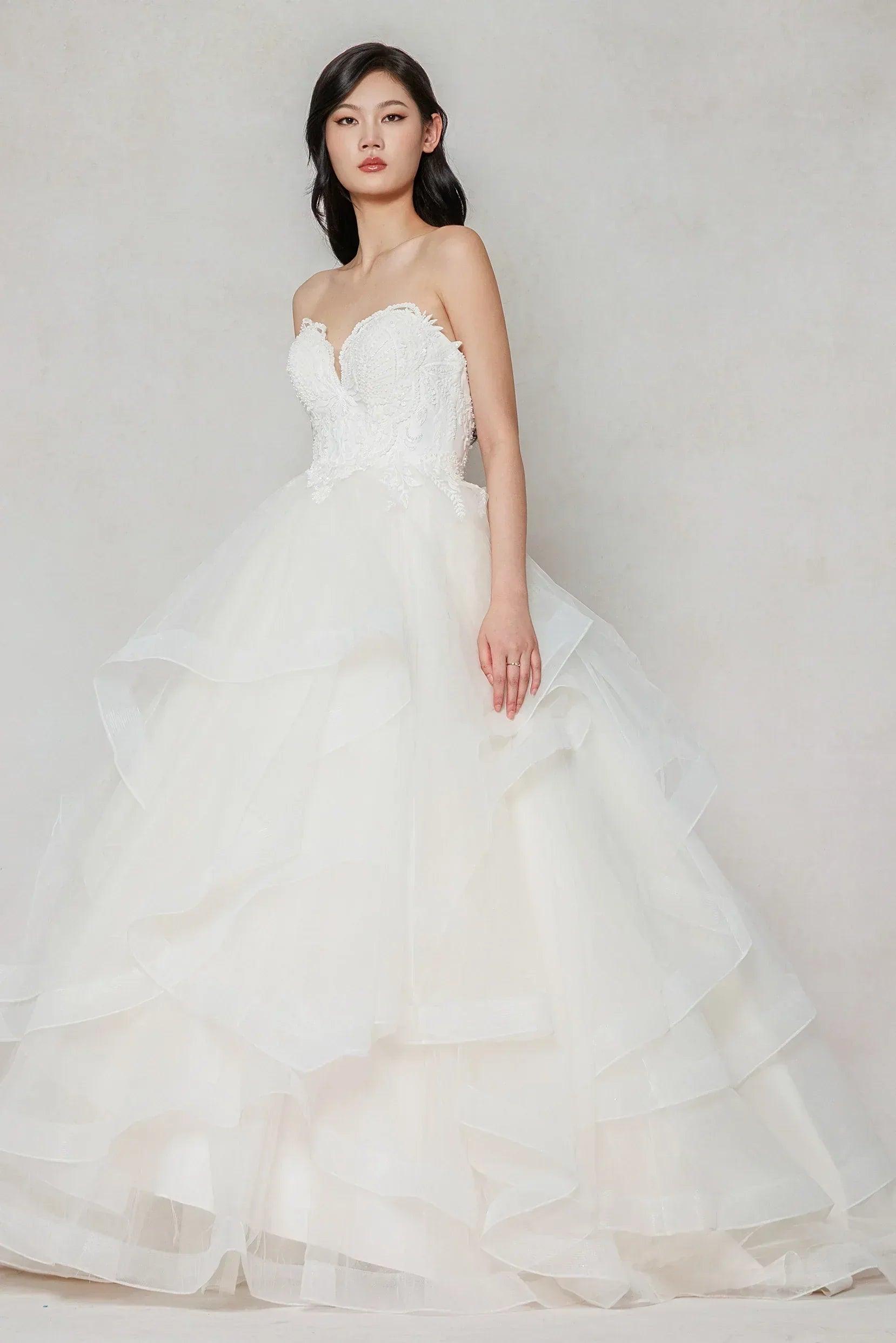 Ball Gown Sweep-Brush Train Tulle Wedding Dress CW3632
