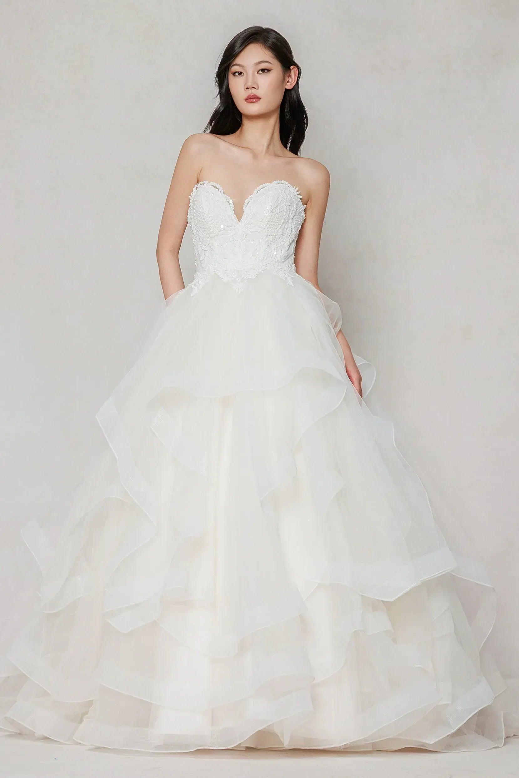 Ball Gown Sweep-Brush Train Tulle Wedding Dress CW3632
