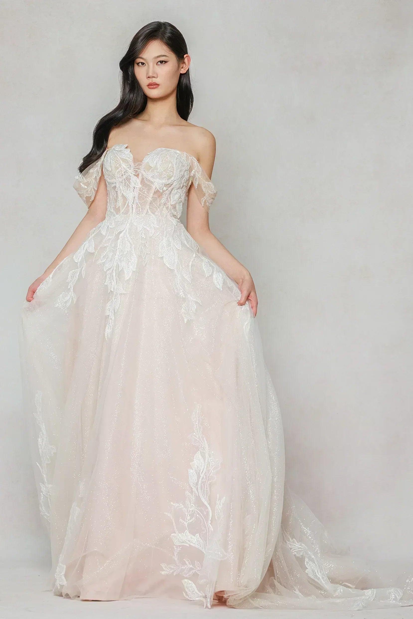 A-Line Court Train Tulle Wedding Dress CW3633