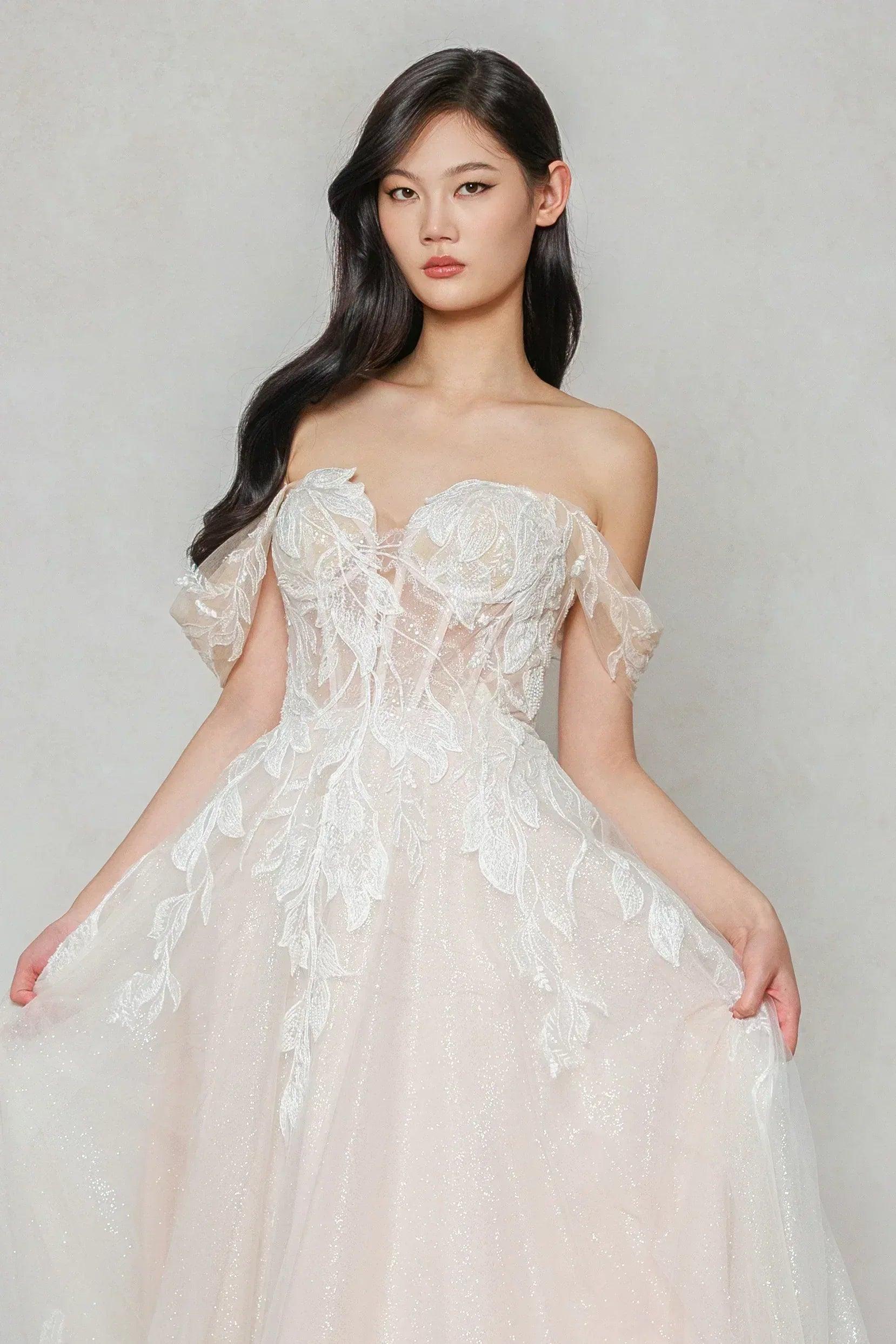 A-Line Court Train Tulle Wedding Dress CW3633