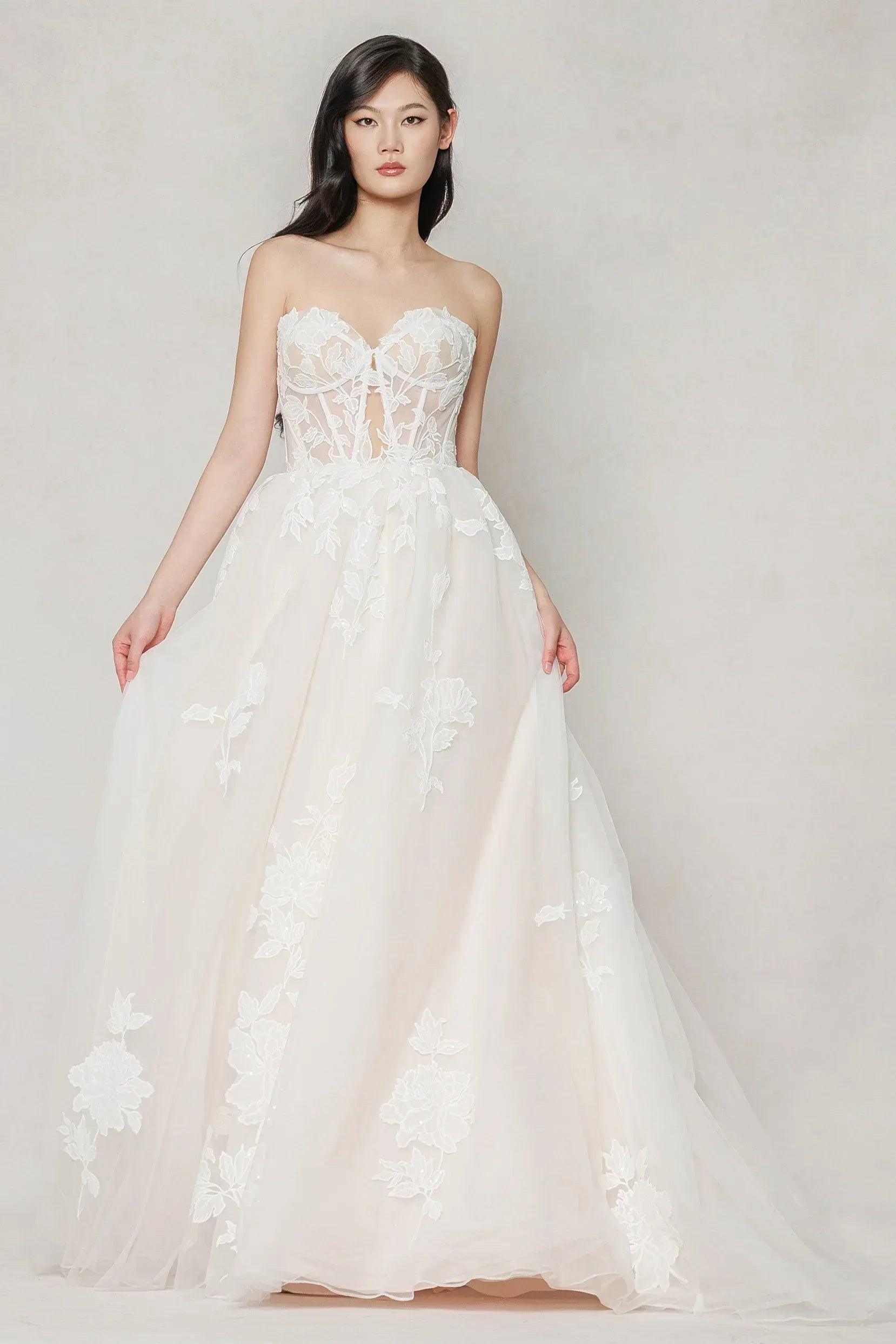 A-Line Court Train Tulle Wedding Dress CW3634