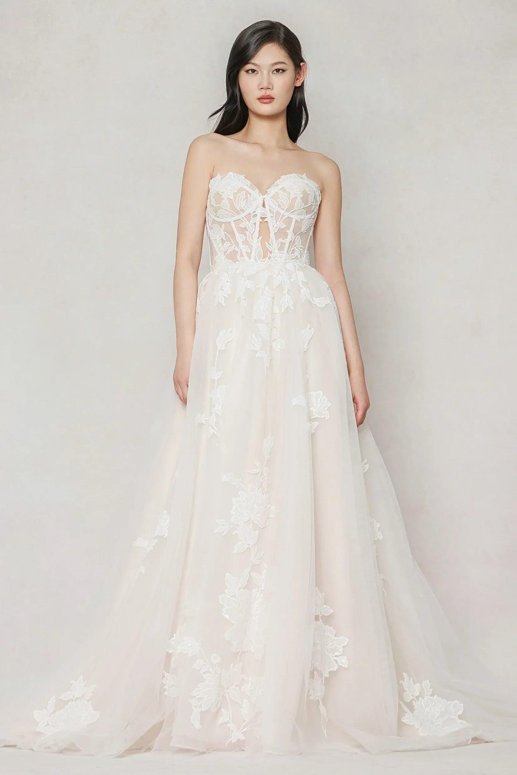 A-Line Court Train Tulle Wedding Dress CW3634