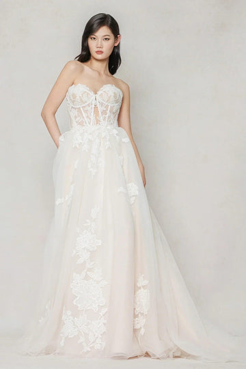 A-Line Court Train Tulle Wedding Dress CW3634