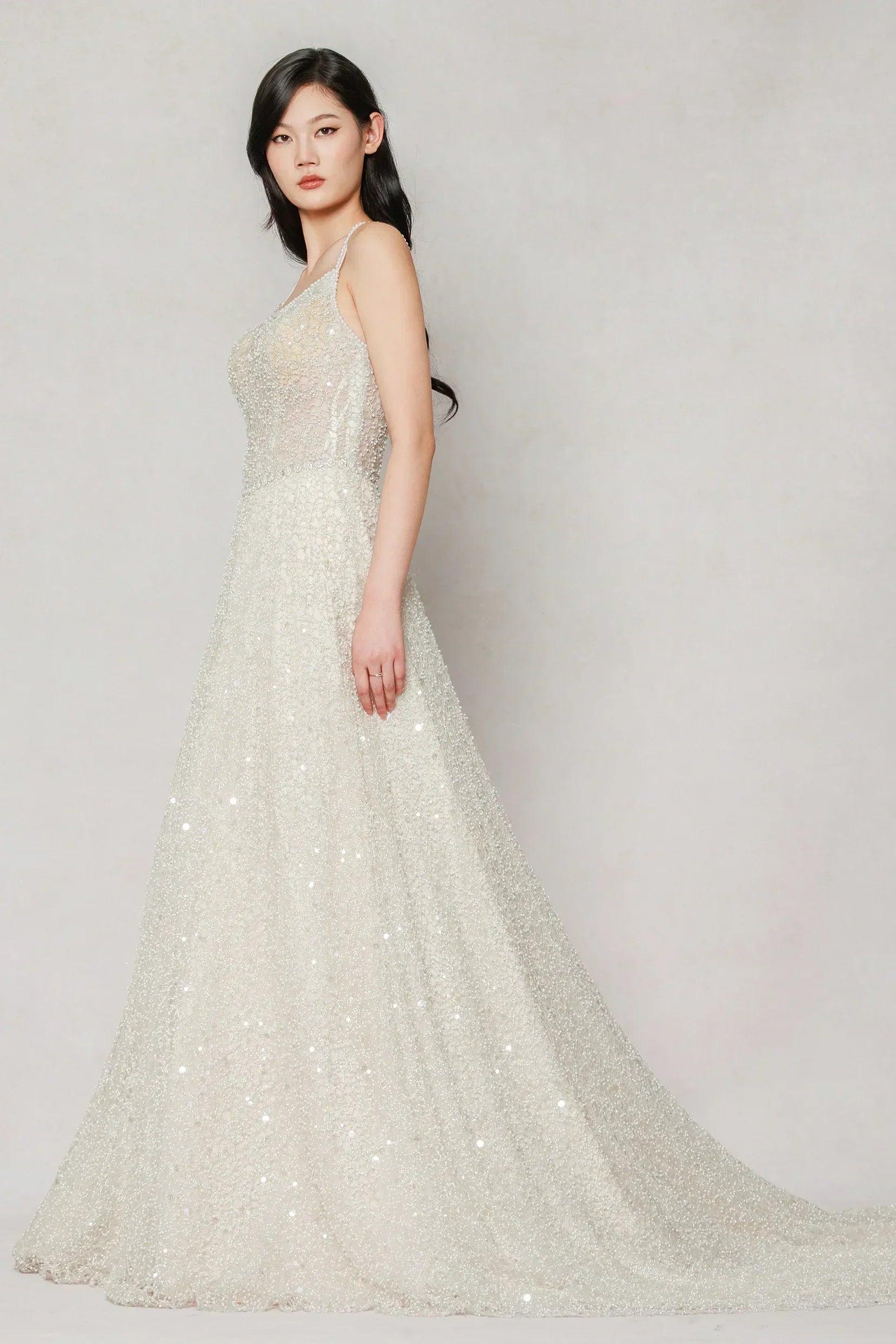 A-Line Court Train Lace Wedding Dress CW3635