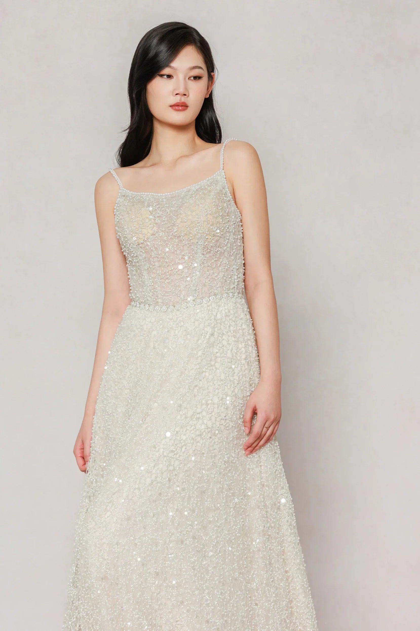 A-Line Court Train Lace Wedding Dress CW3635