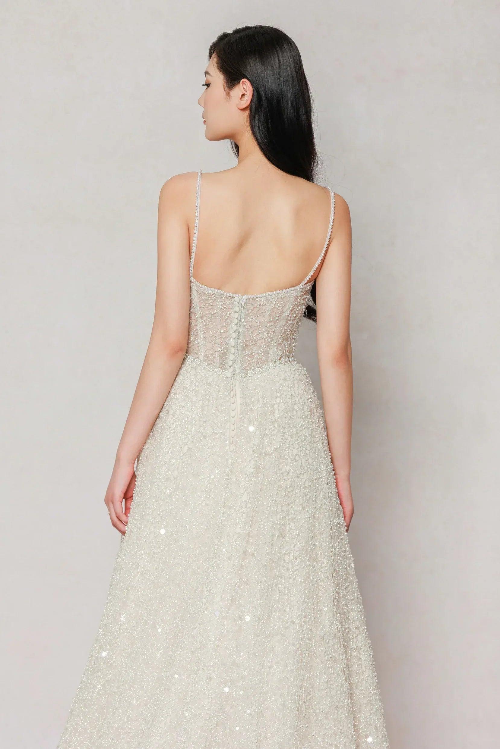 A-Line Court Train Lace Wedding Dress CW3635