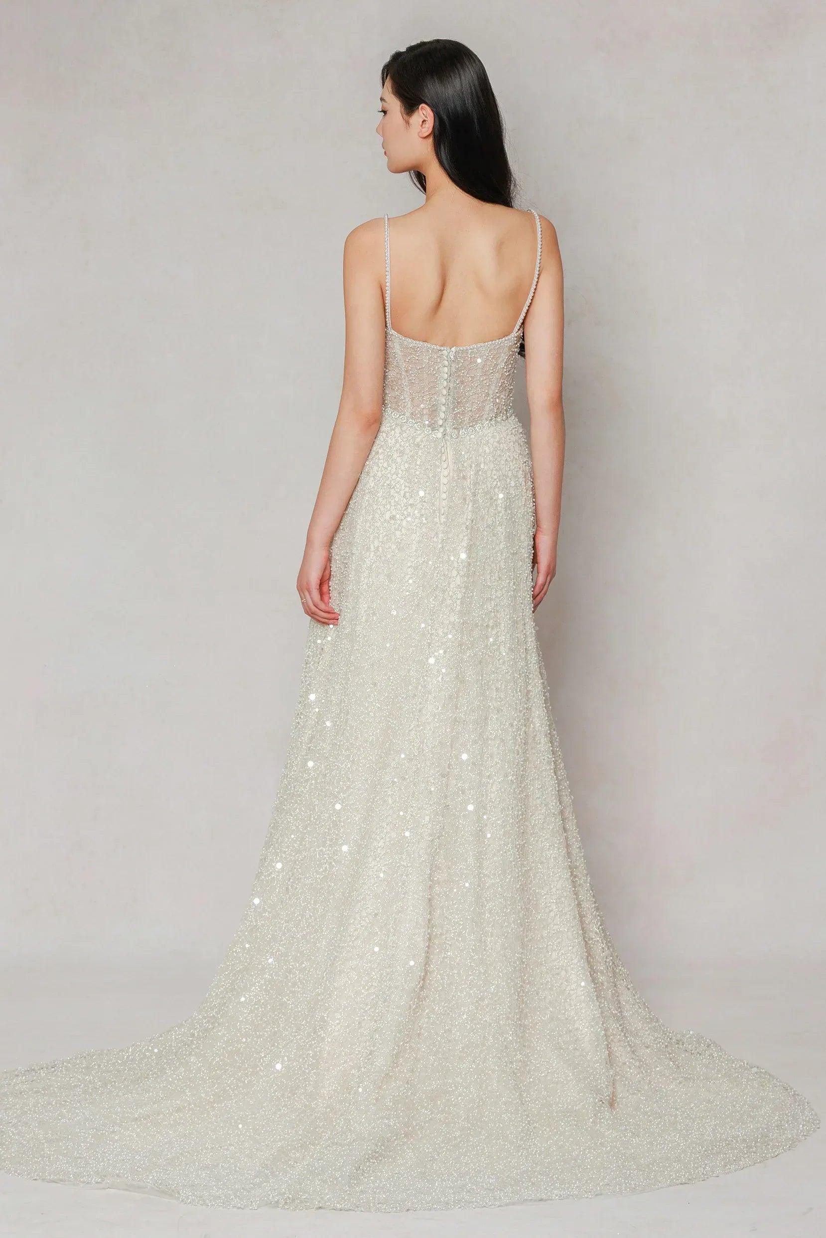 A-Line Court Train Lace Wedding Dress CW3635
