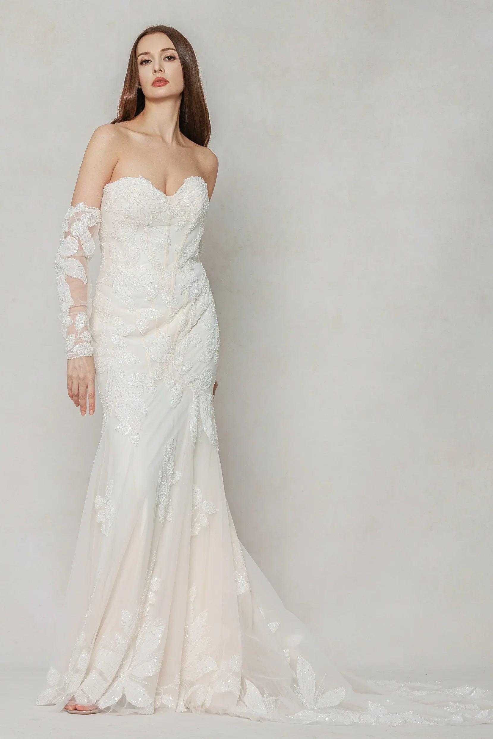 Trumpet-Mermaid Court Train Tulle Wedding Dress CW3639