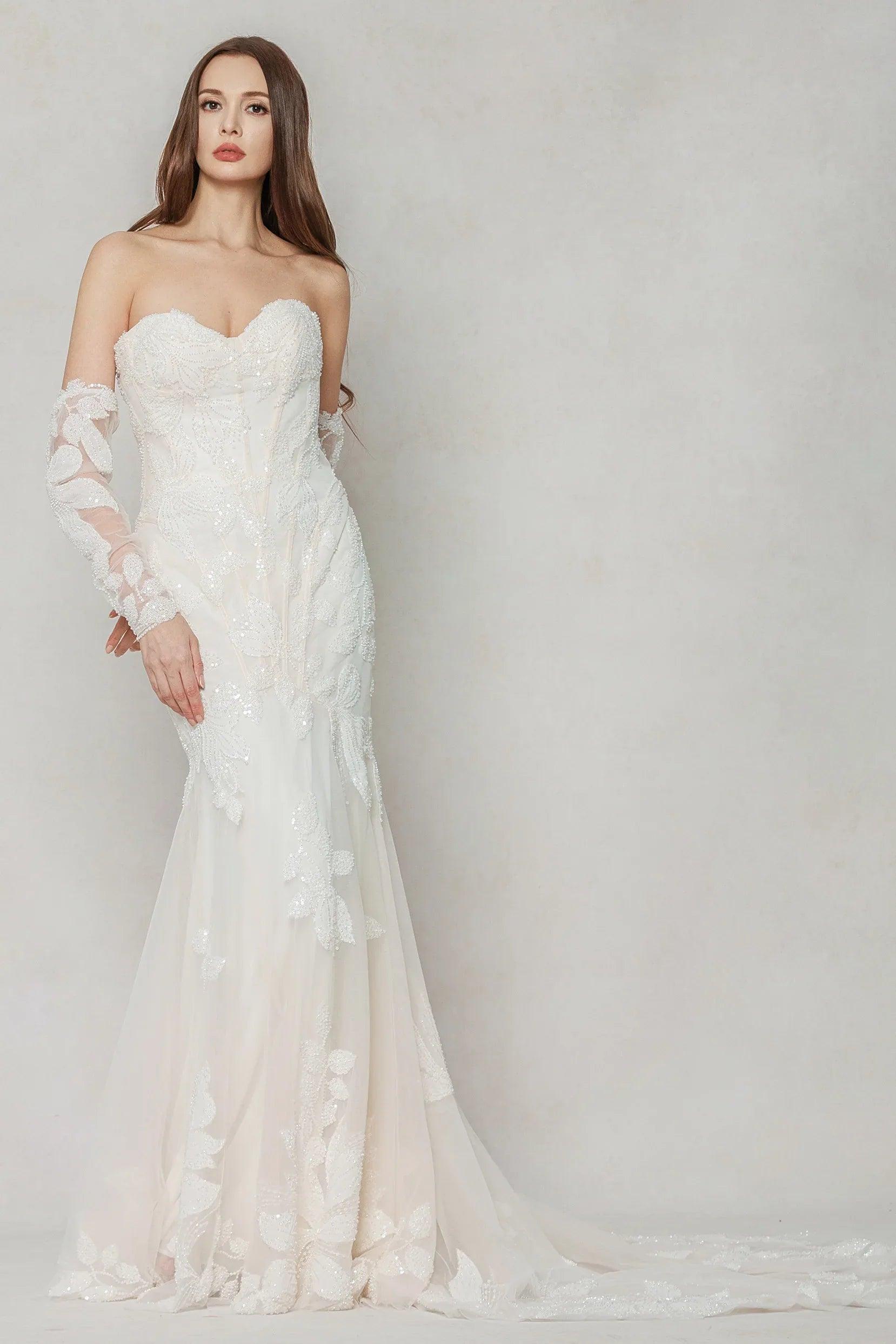 Trumpet-Mermaid Court Train Tulle Wedding Dress CW3639