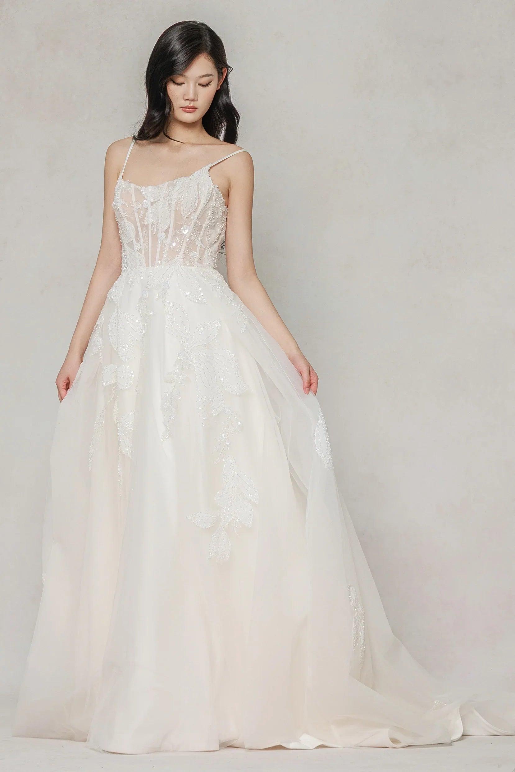A-Line Court Train Tulle Wedding Dress CW3640