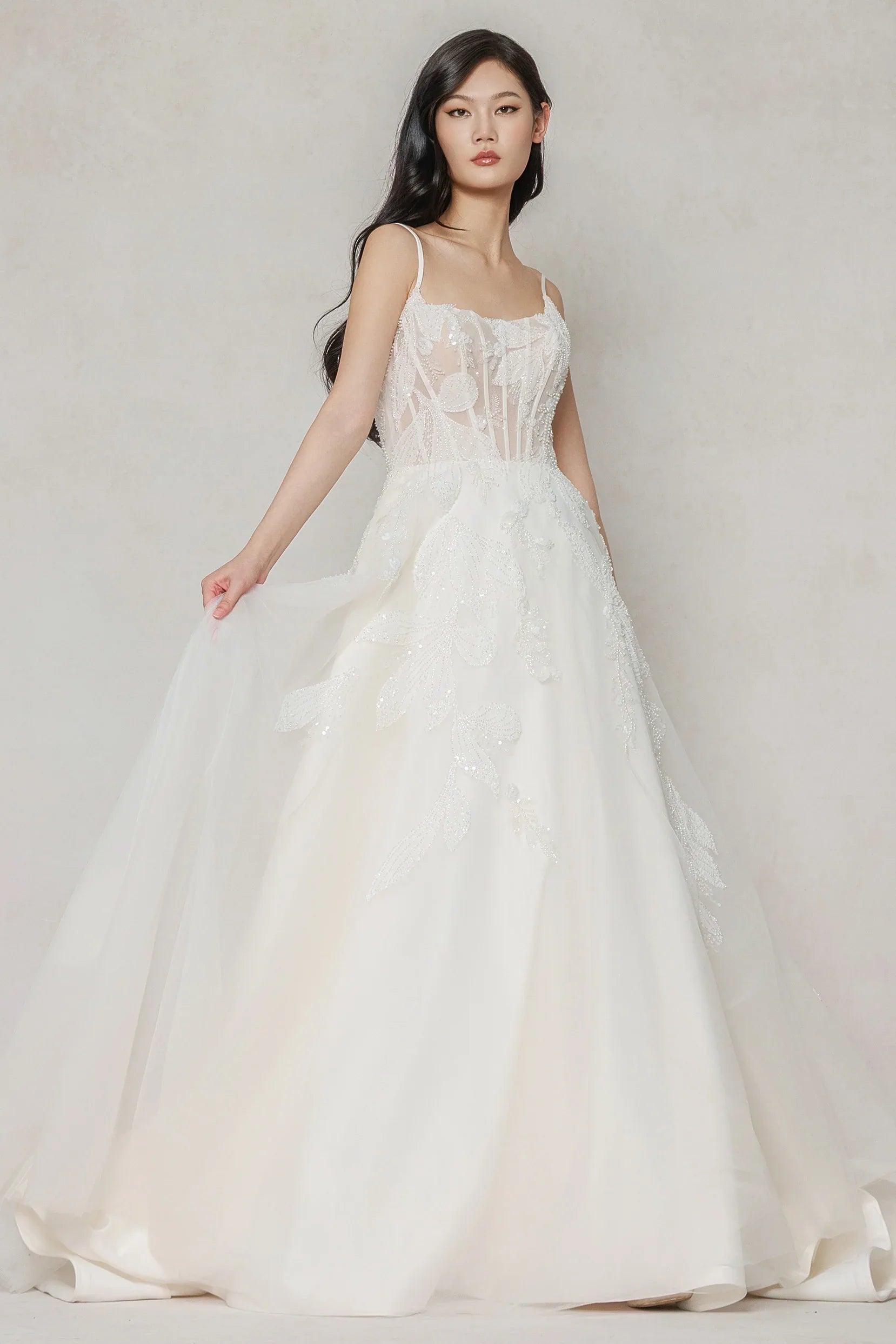 A-Line Court Train Tulle Wedding Dress CW3640