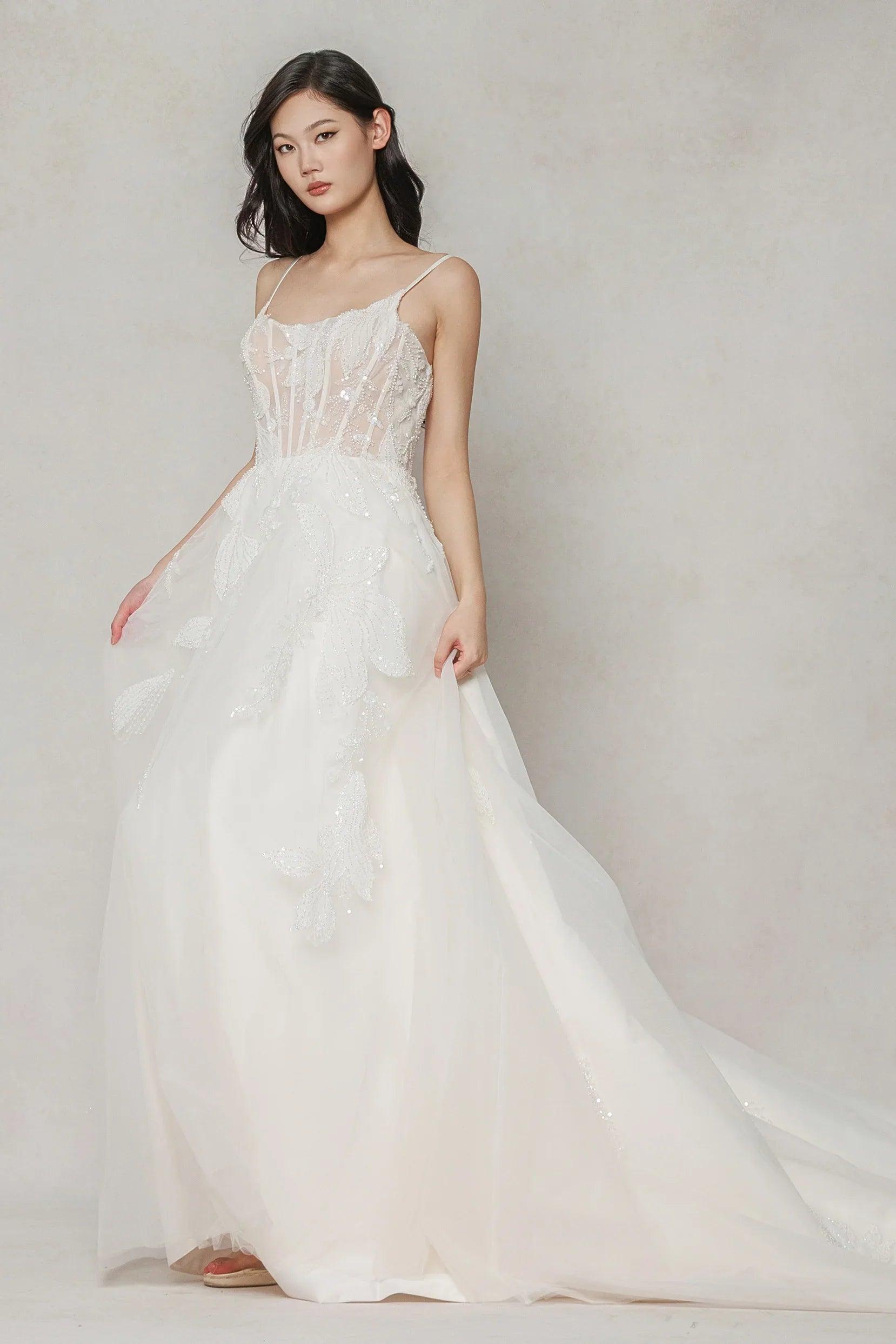 A-Line Court Train Tulle Wedding Dress CW3640
