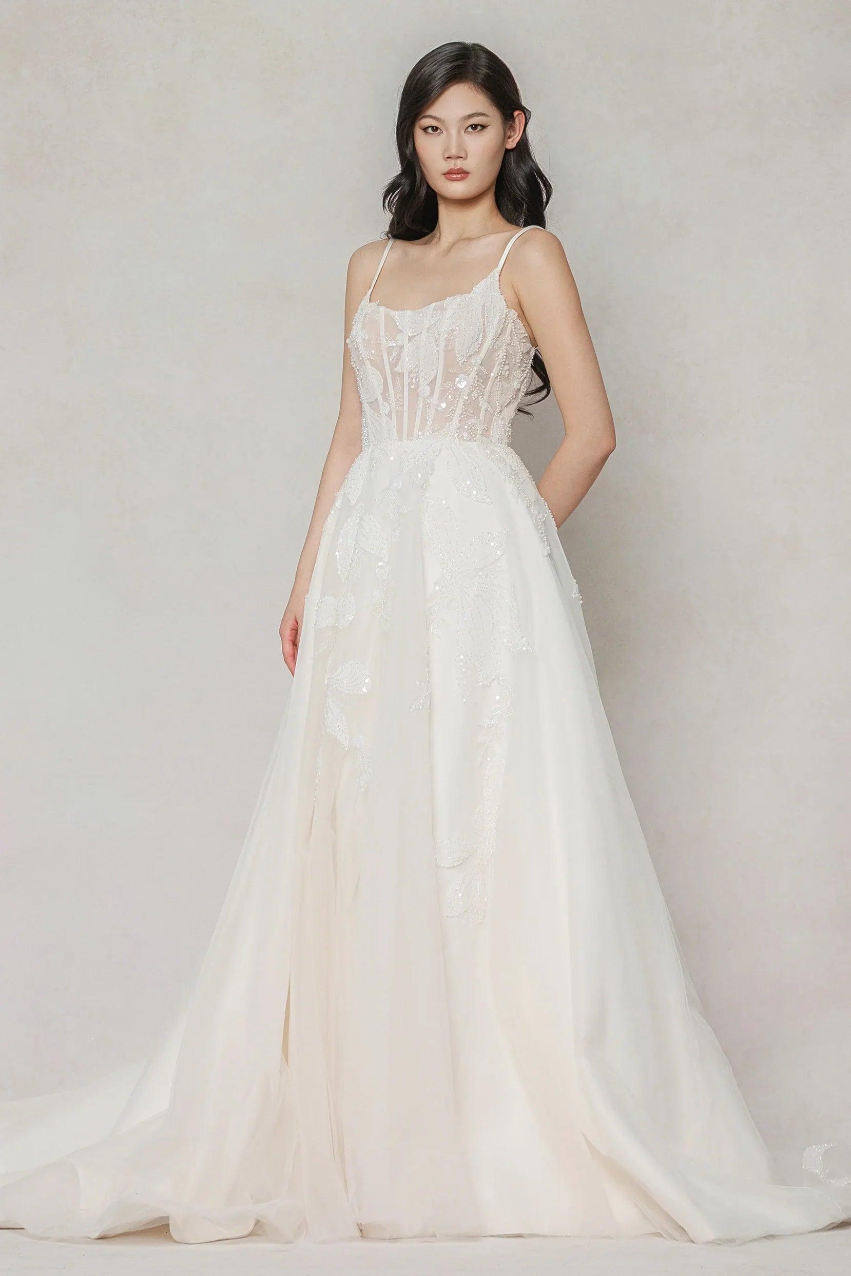 A-Line Court Train Tulle Wedding Dress CW3640