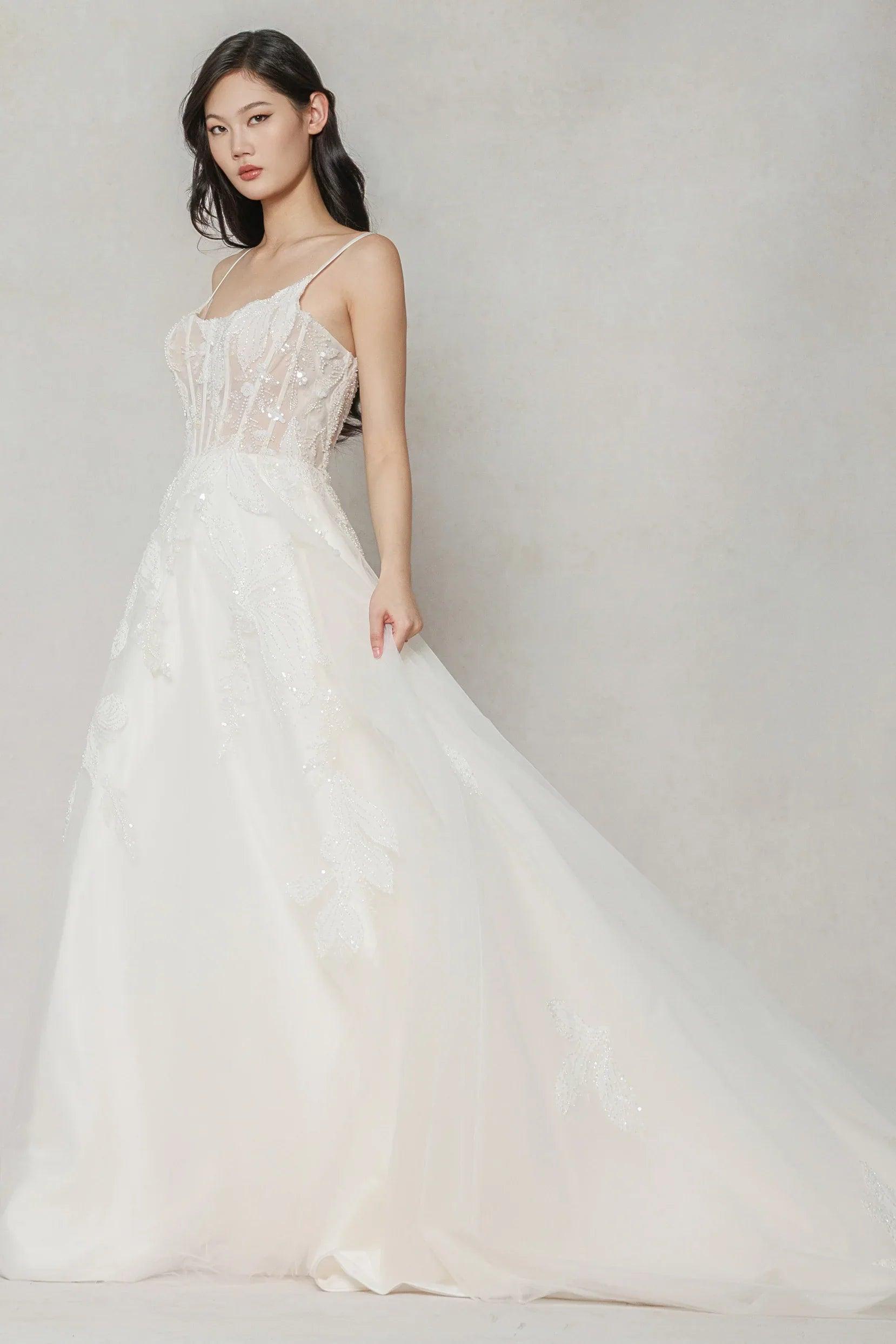 A-Line Court Train Tulle Wedding Dress CW3640