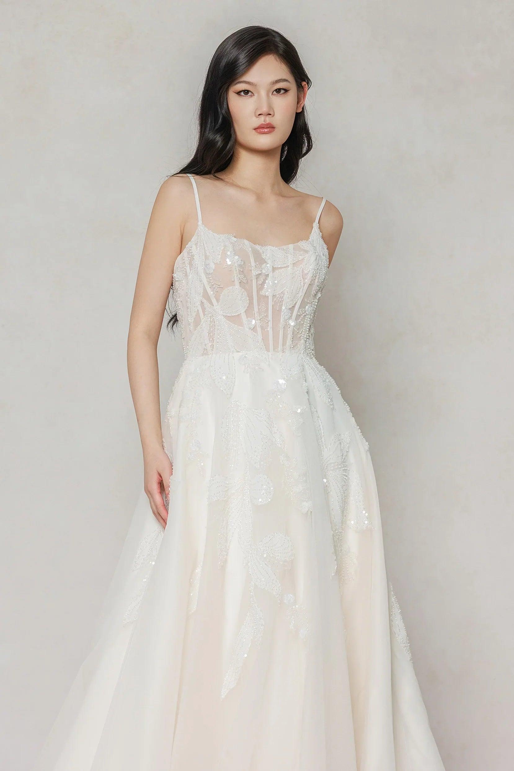 A-Line Court Train Tulle Wedding Dress CW3640