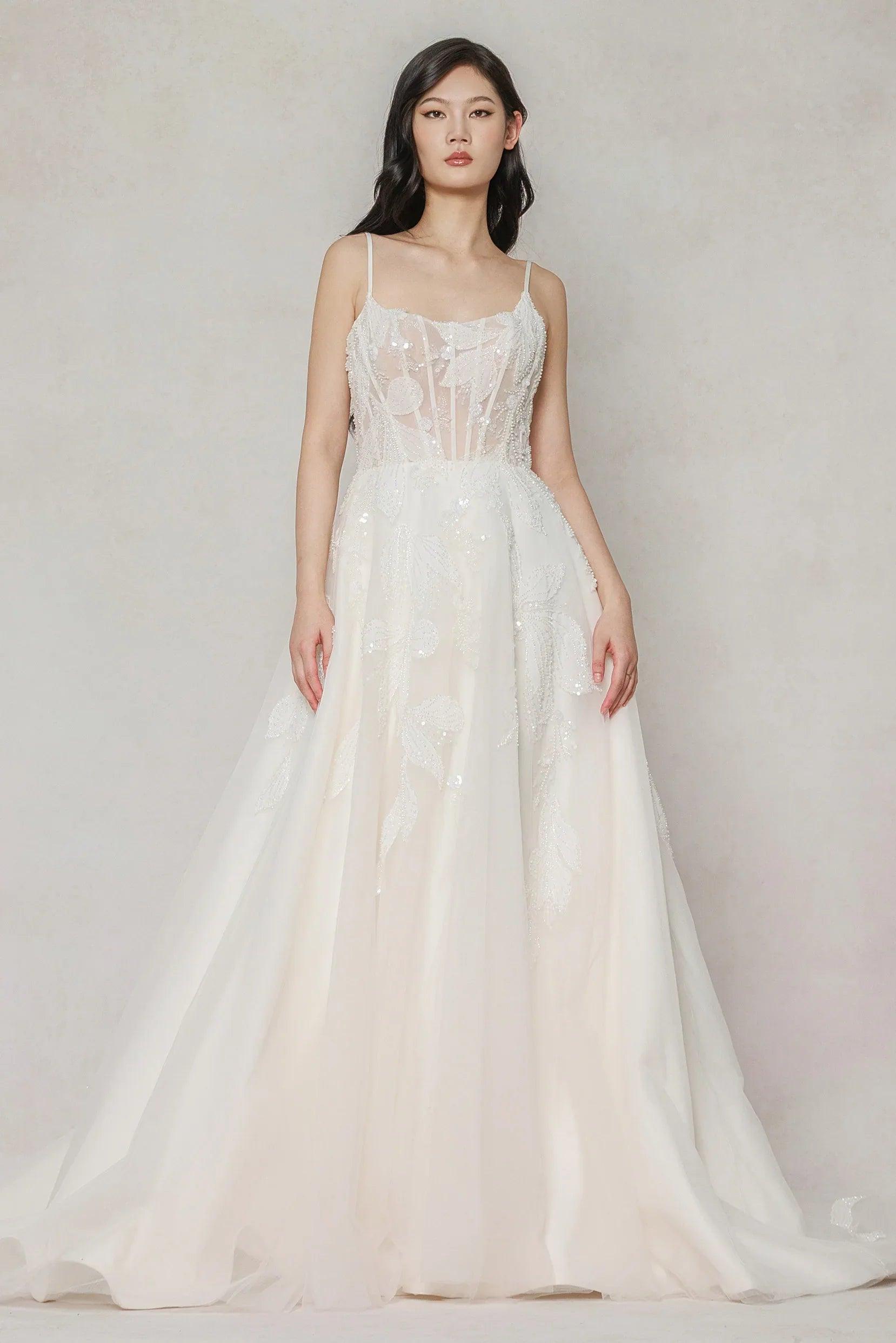 A-Line Court Train Tulle Wedding Dress CW3640