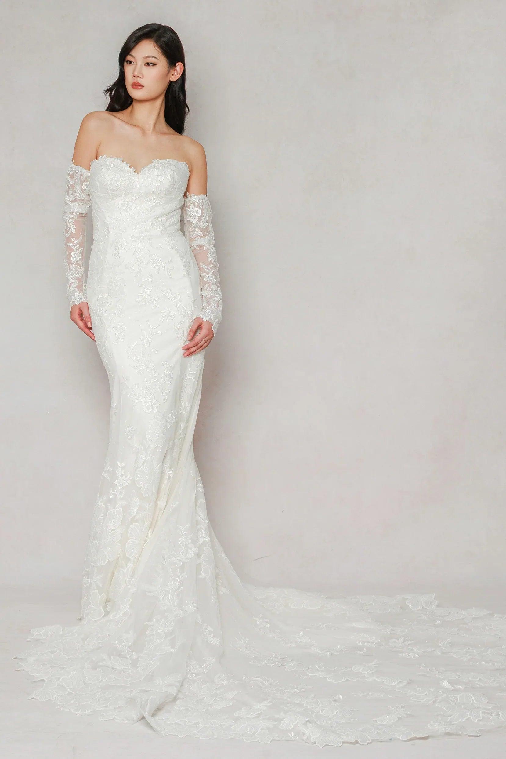 Trumpet-Mermaid Chapel Train Tulle Wedding Dress CW3641